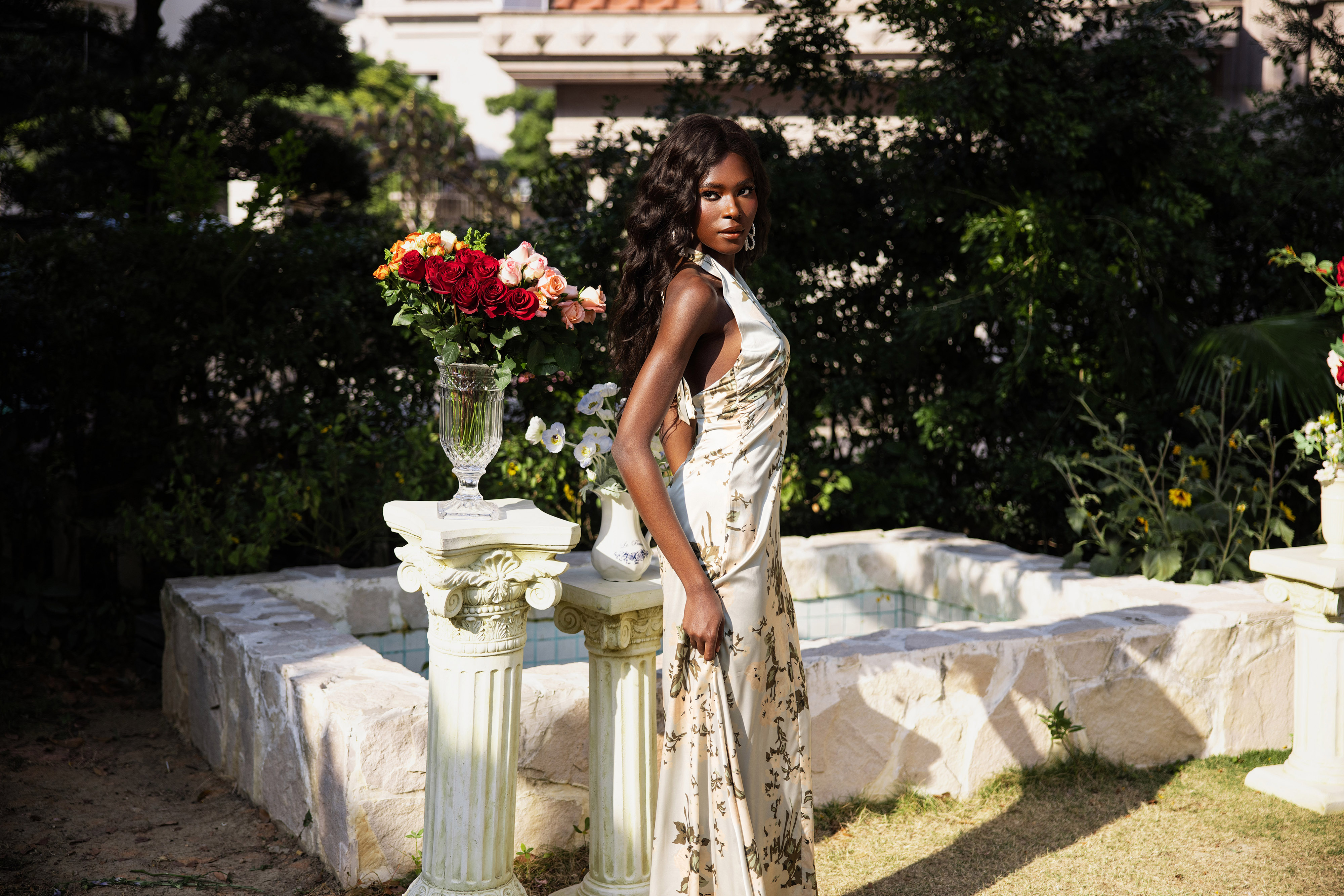 Floral Halter Neck Maxi Dress