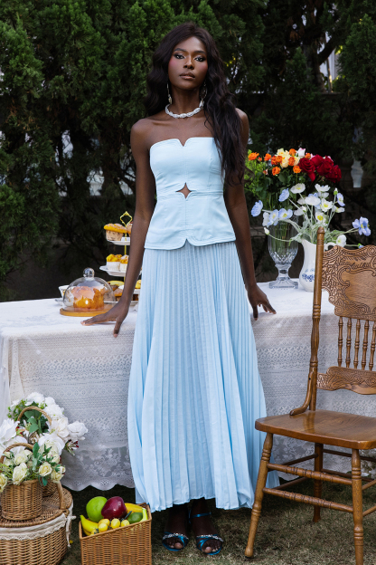 Sweetheart Neck Off-Shoulder Pleated Midi Dress