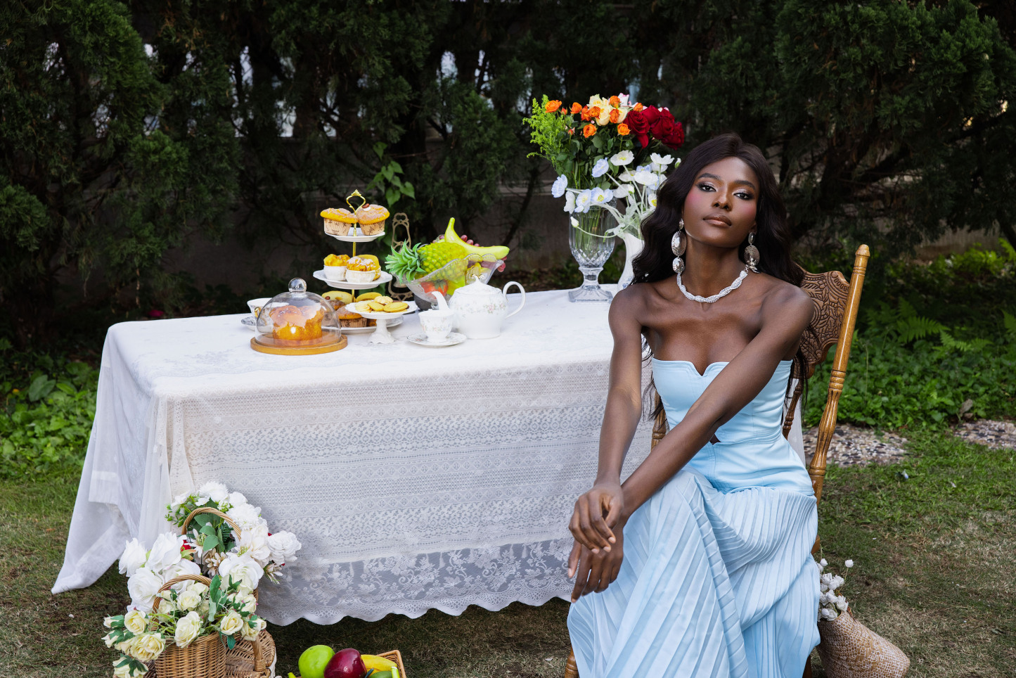 Sweetheart Neck Off-Shoulder Pleated Midi Dress