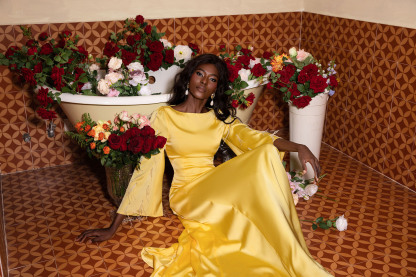 Solid Satin Rhinestone Maxi Dress