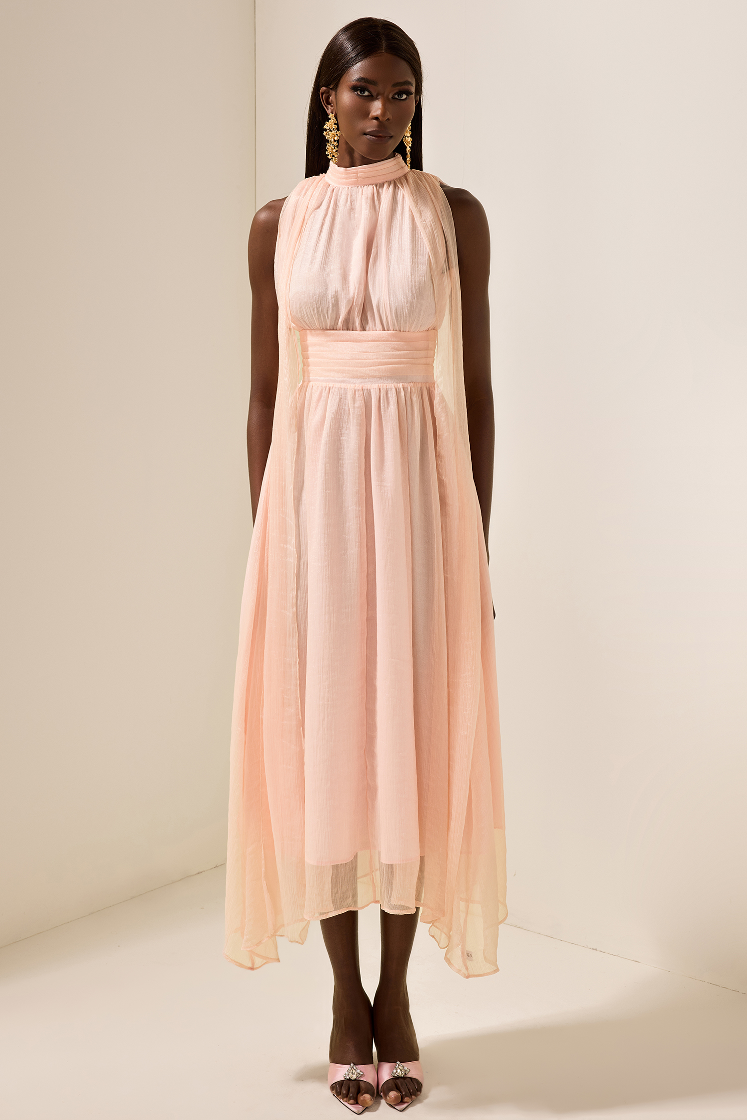 Stand Collar Sleeveless Maxi Dress