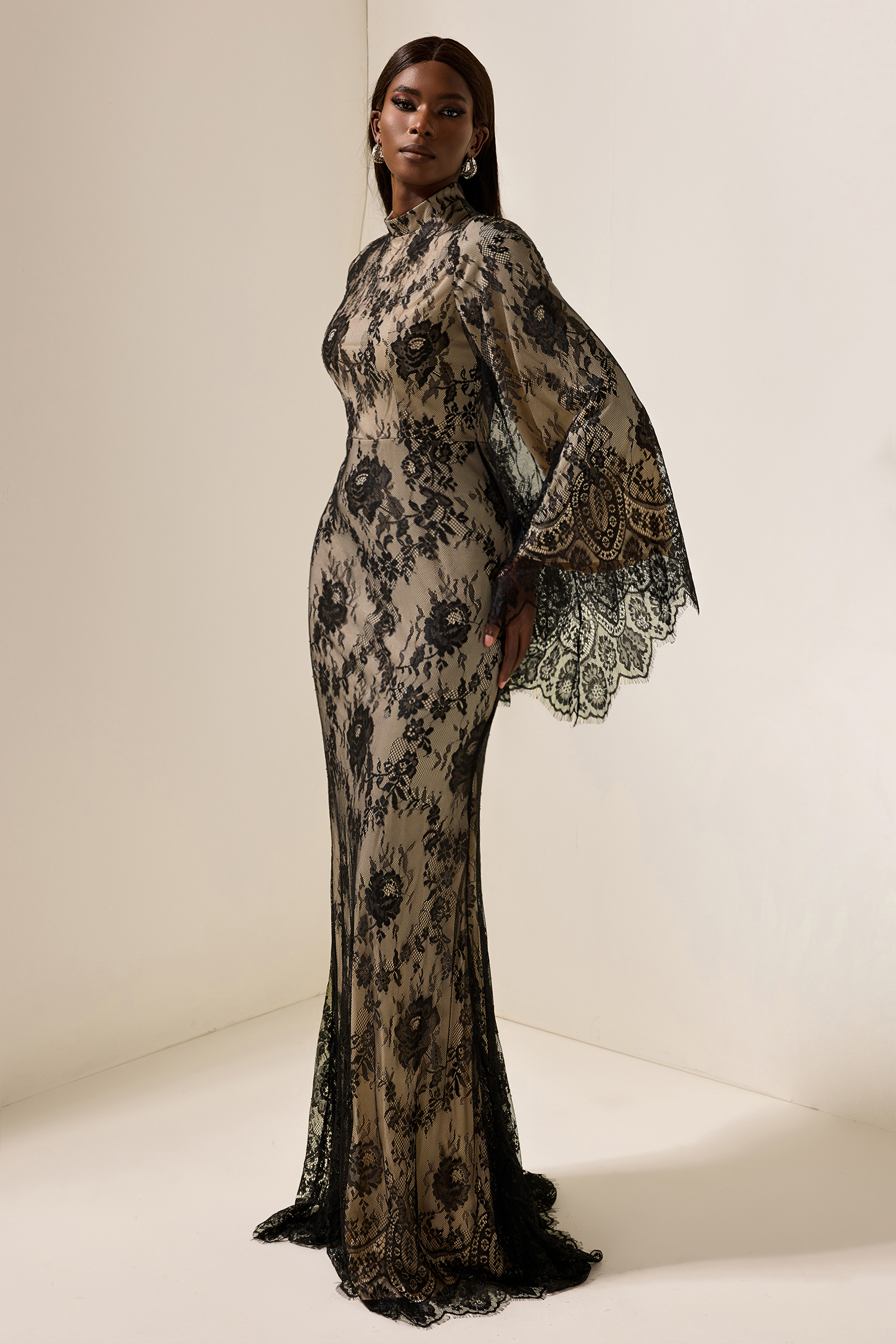 Lace Long Sleeve Midi Dress