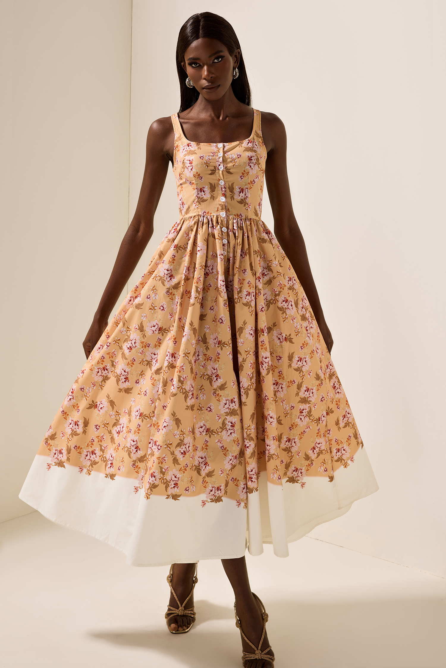 Floral Sleeveless Slip Midi Dress