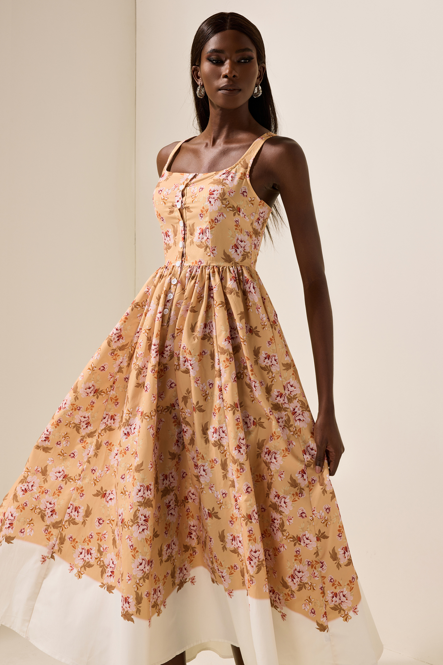 Floral Sleeveless Slip Midi Dress