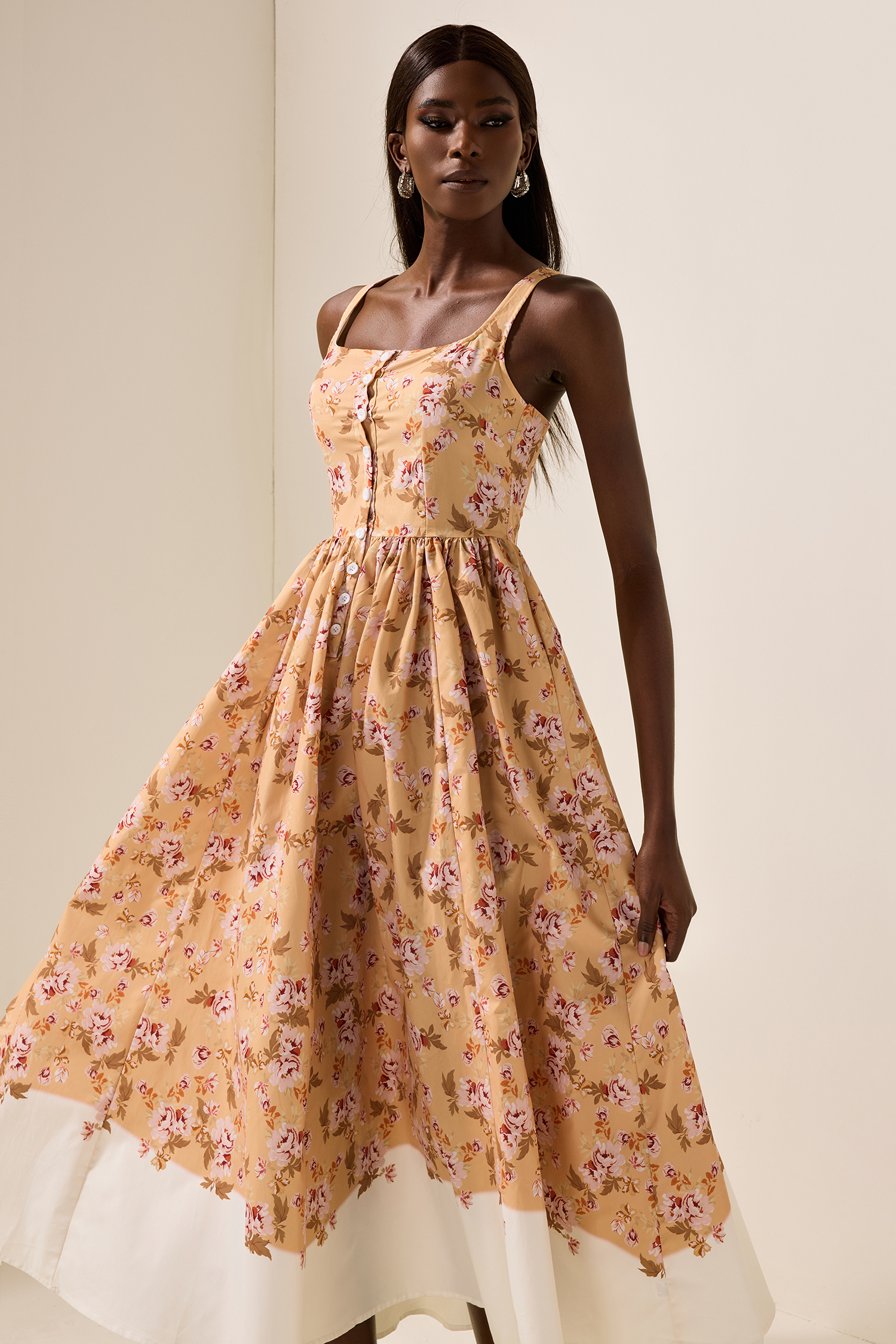 Floral Sleeveless Slip Midi Dress