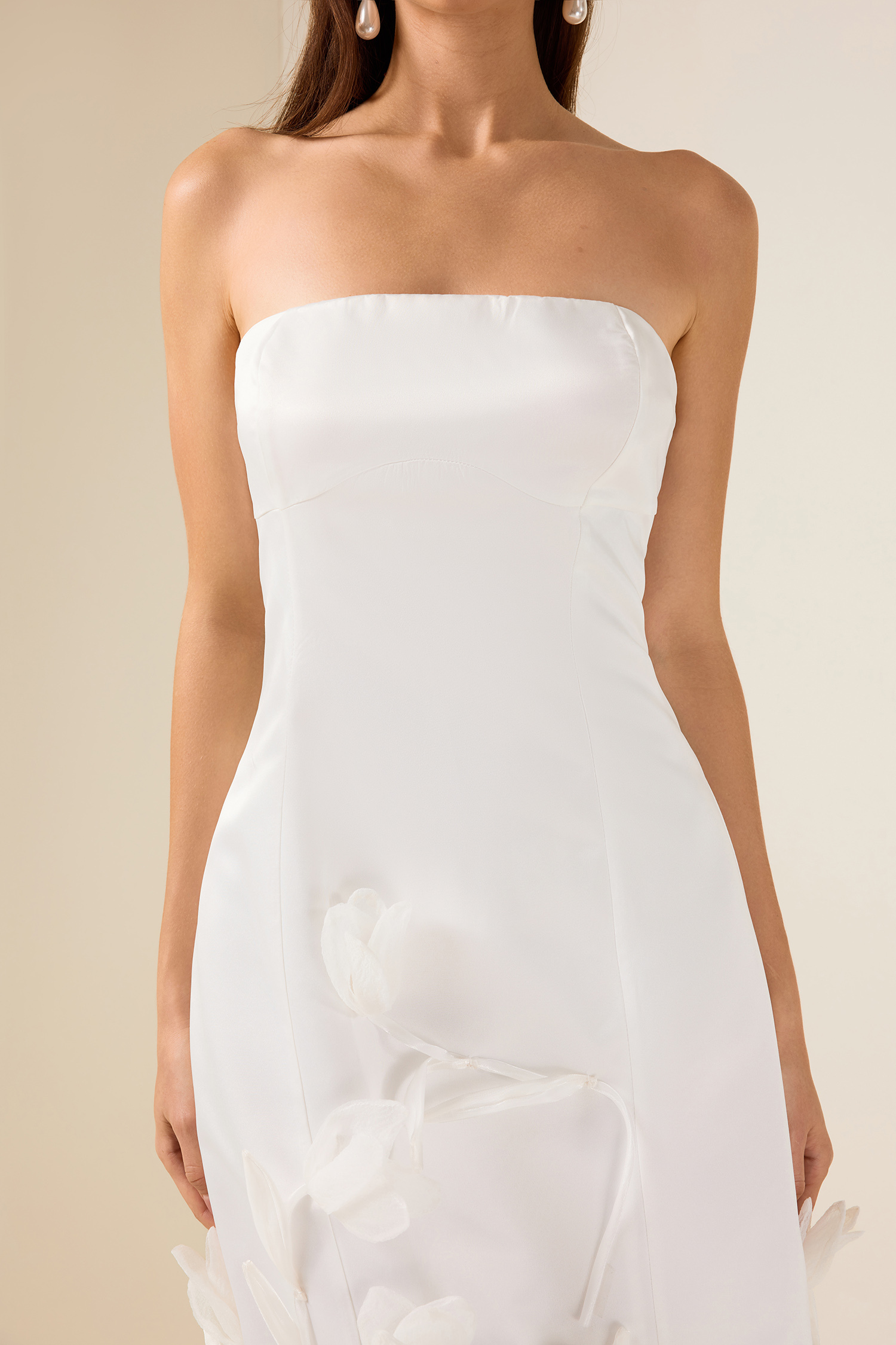 3D Flower Satin Sleeveless Midi Dress