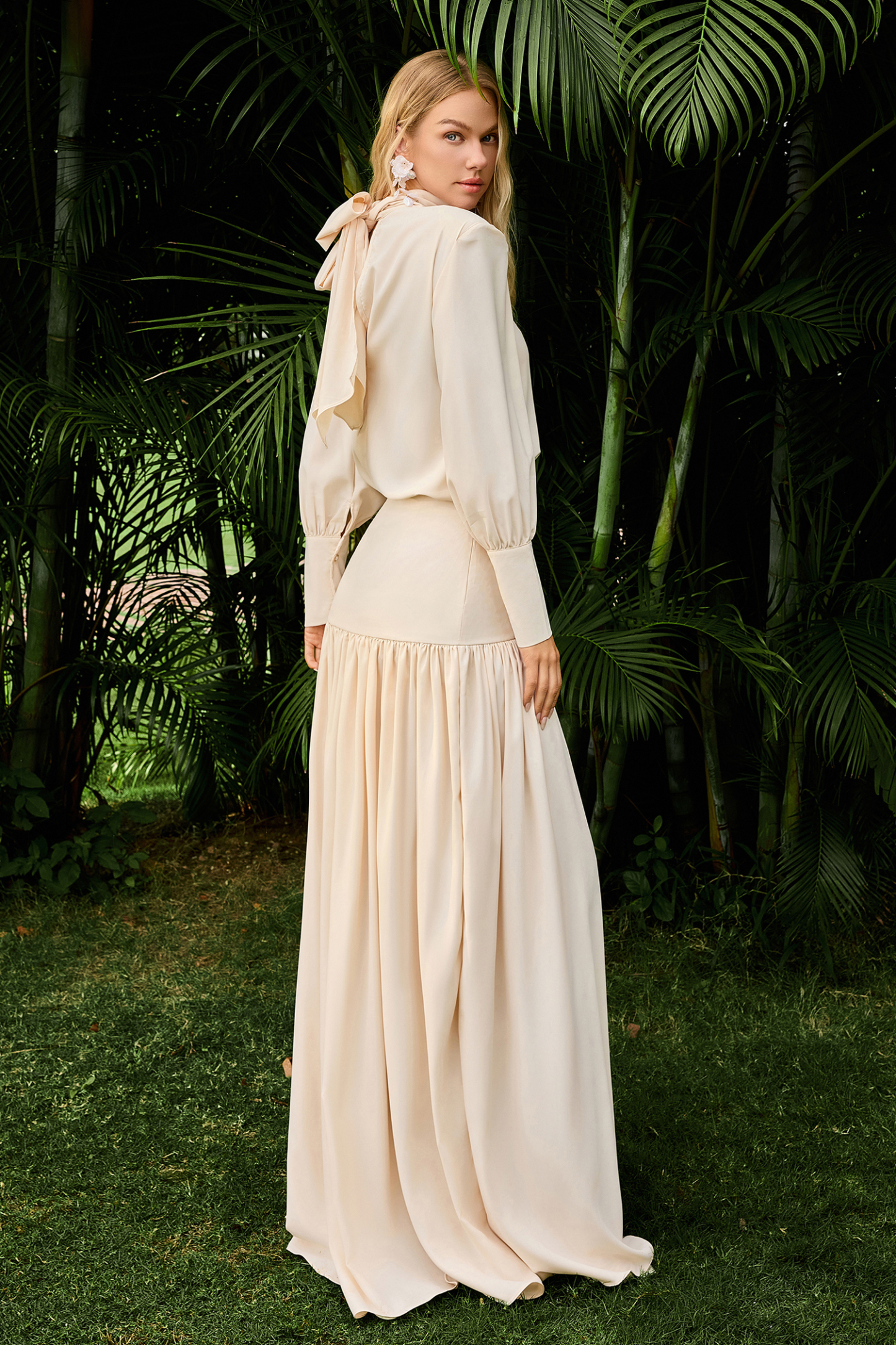 Solid Long Sleeve Top & Maxi Skirt Set