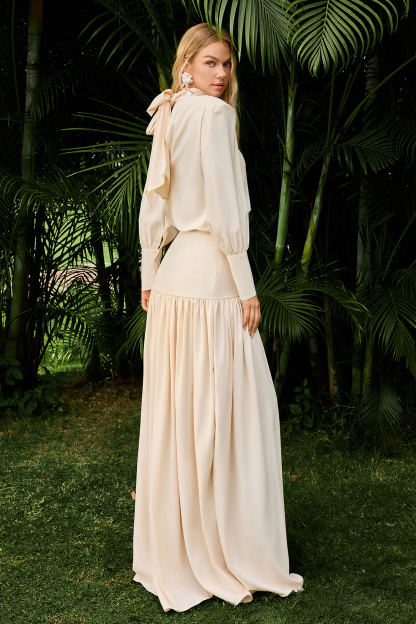 Solid Long Sleeve Top & Maxi Skirt Set