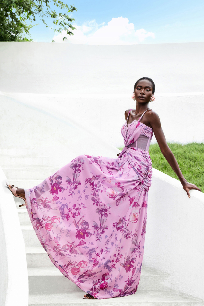 Lace Splicing Knotted Maxi Dress