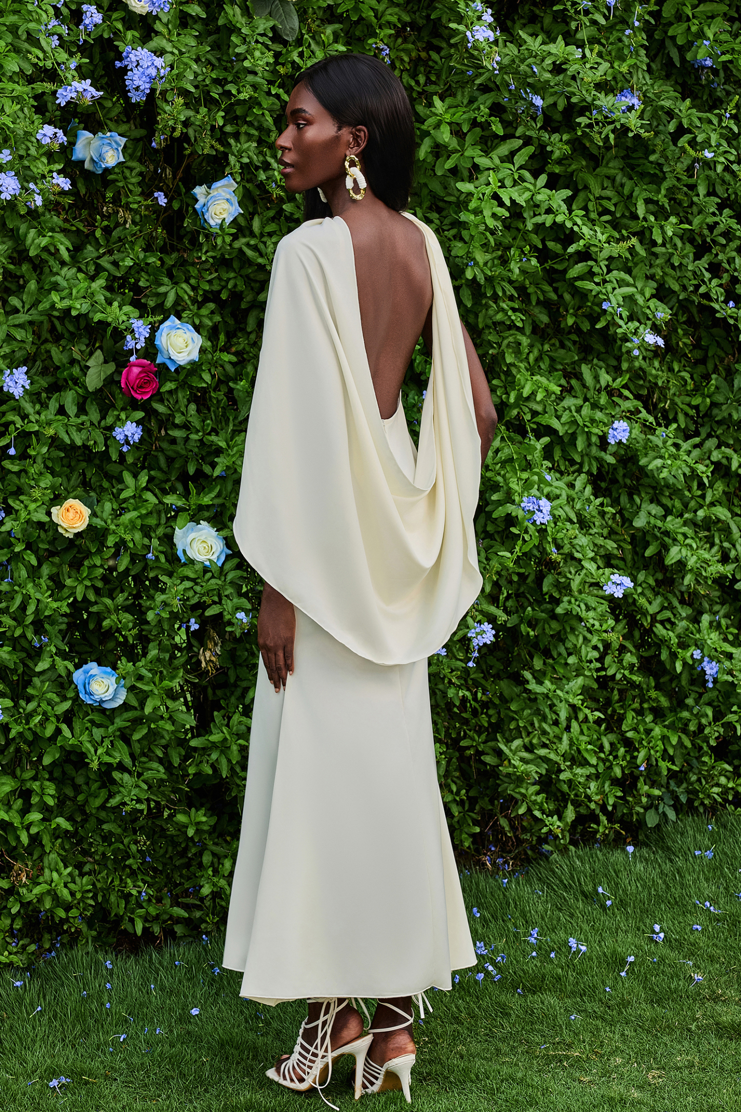 Satin Solid Backless Midi Dress