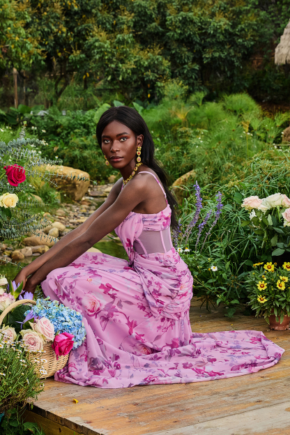 Lace Splicing Knotted Maxi Dress