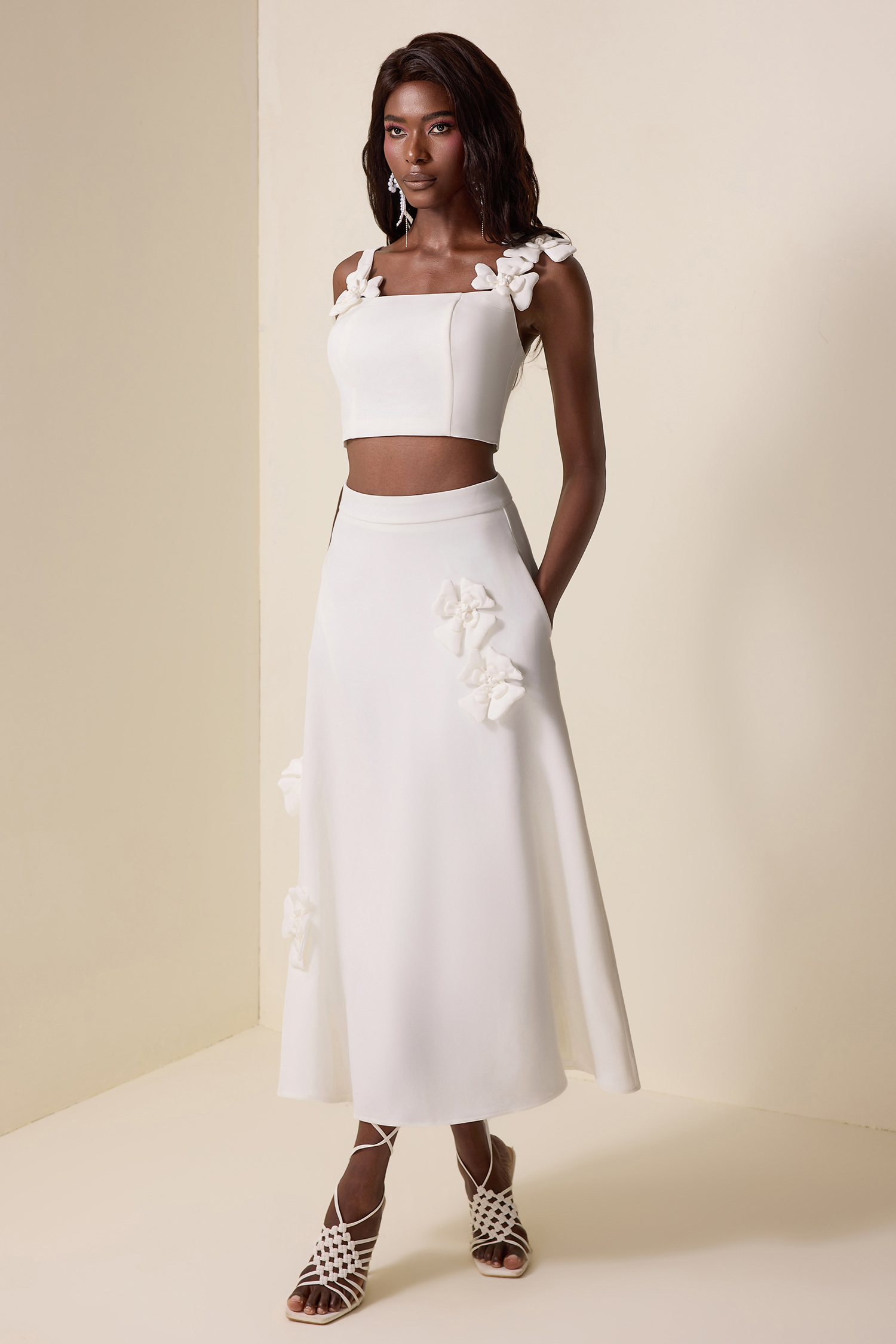 Solid Cut-Out Sleeveless Midi Dress