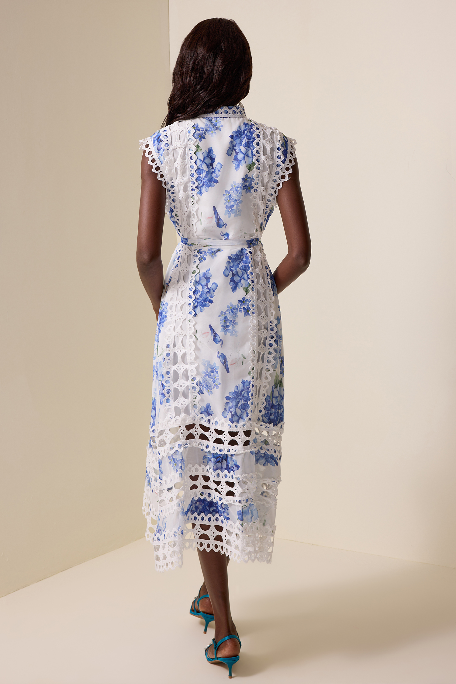 Lace Floral Sleeveless Midi Dress