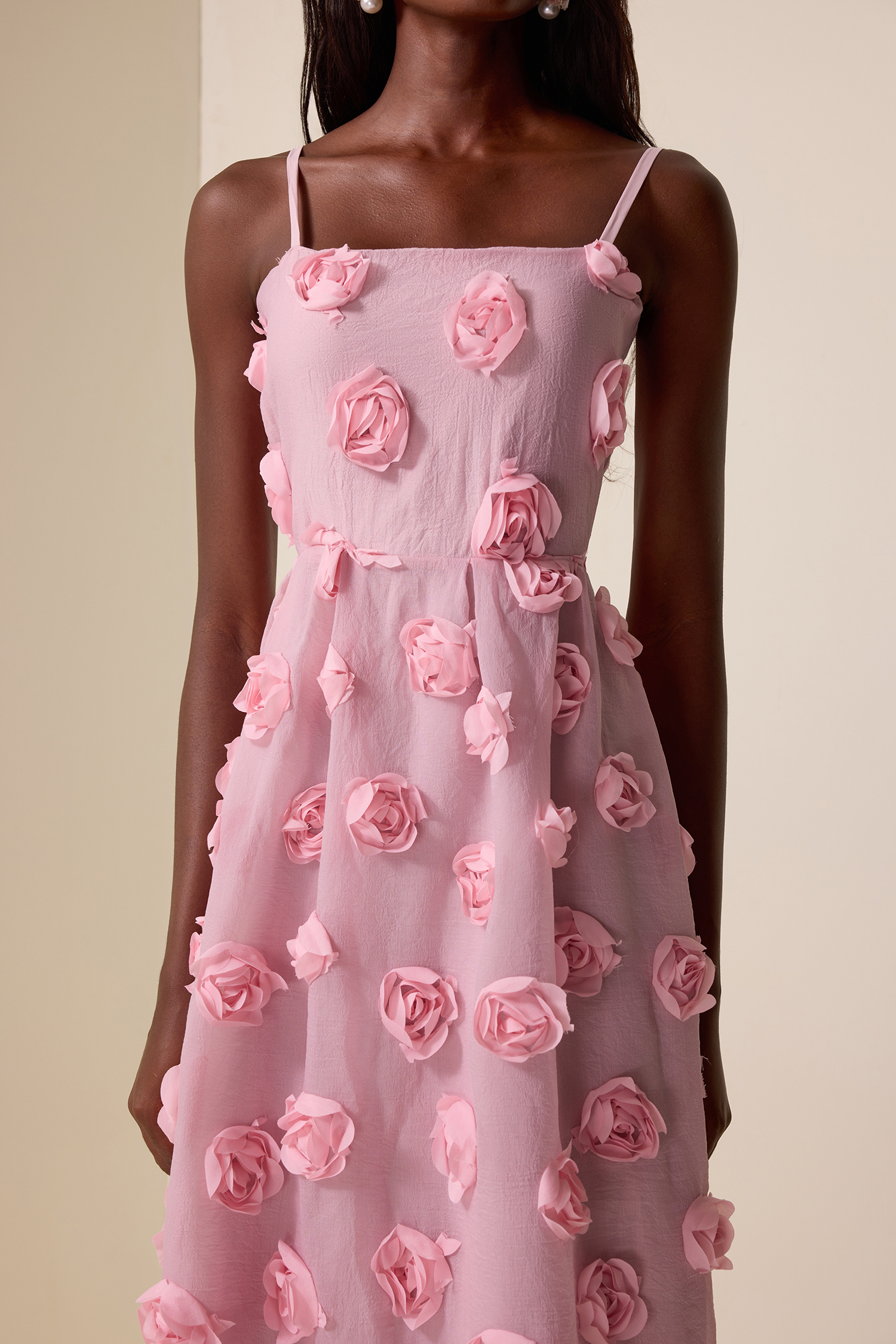 3D Flower Sleeveless Backless Maxi Dress