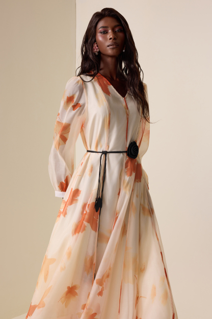 Chiffon Floral V-Neck Maxi Dress