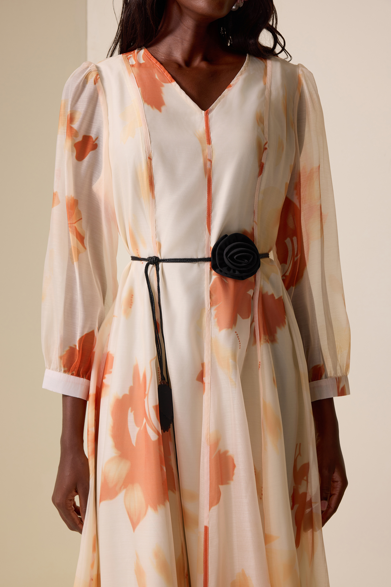 Chiffon Floral V-Neck Maxi Dress