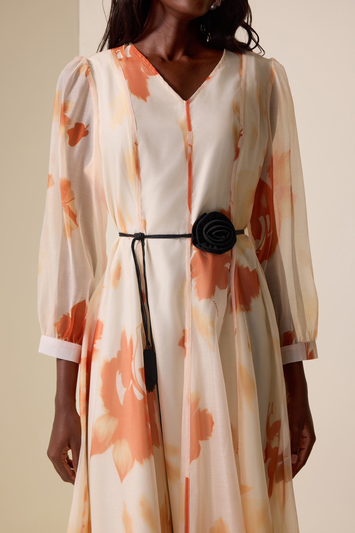 Chiffon Floral V-Neck Maxi Dress