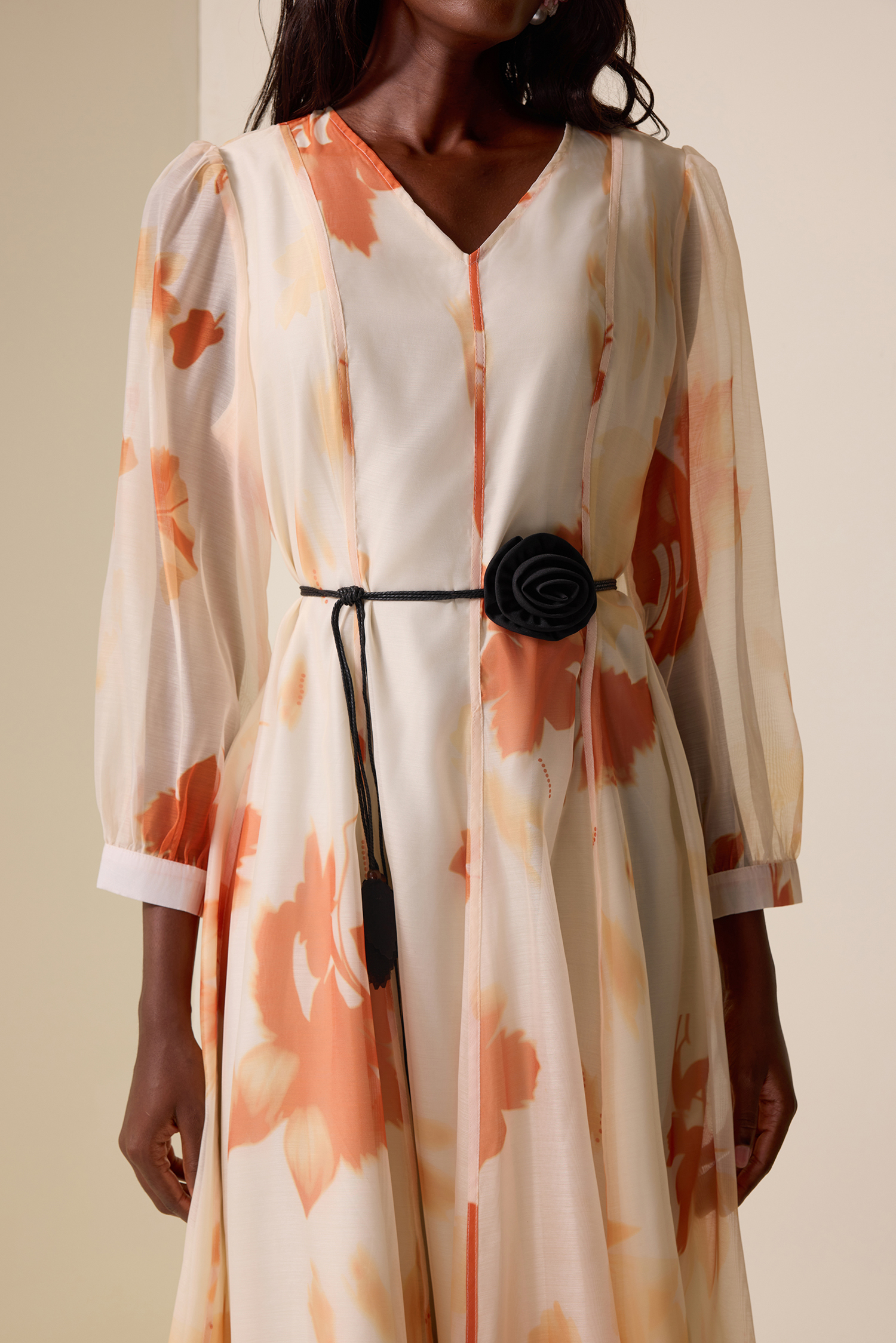 Chiffon Floral V-Neck Maxi Dress