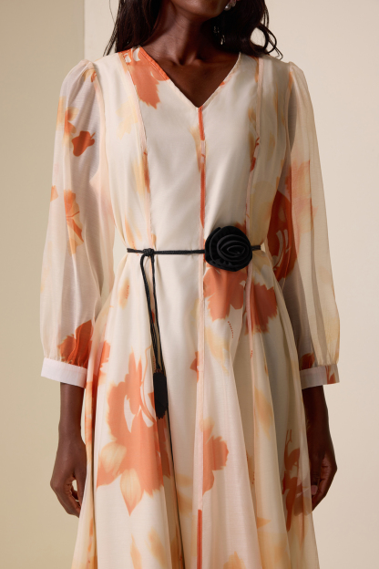 Chiffon Floral V-Neck Maxi Dress