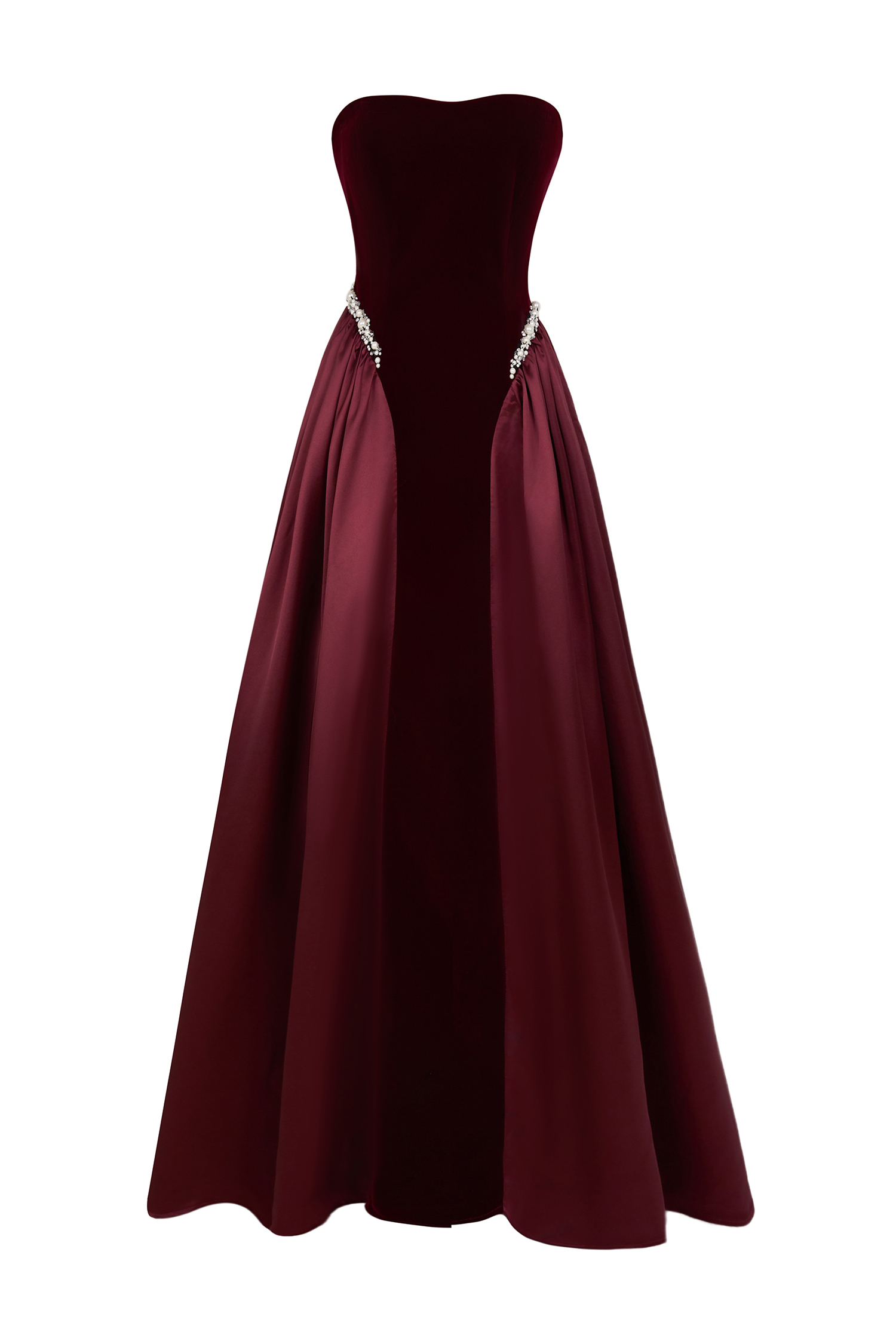Satin Splicing Velvet Maxi Dress