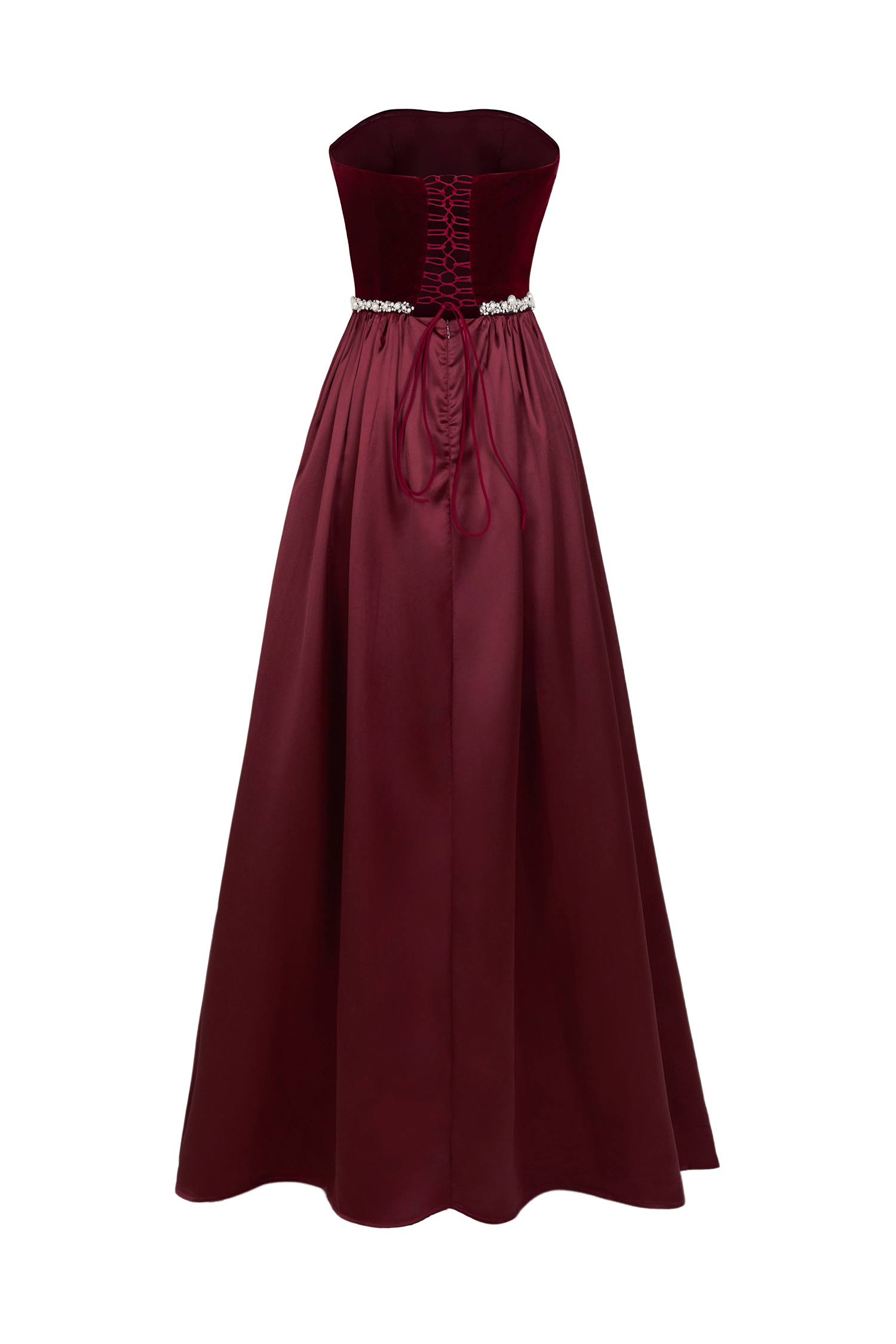 Satin Splicing Velvet Maxi Dress