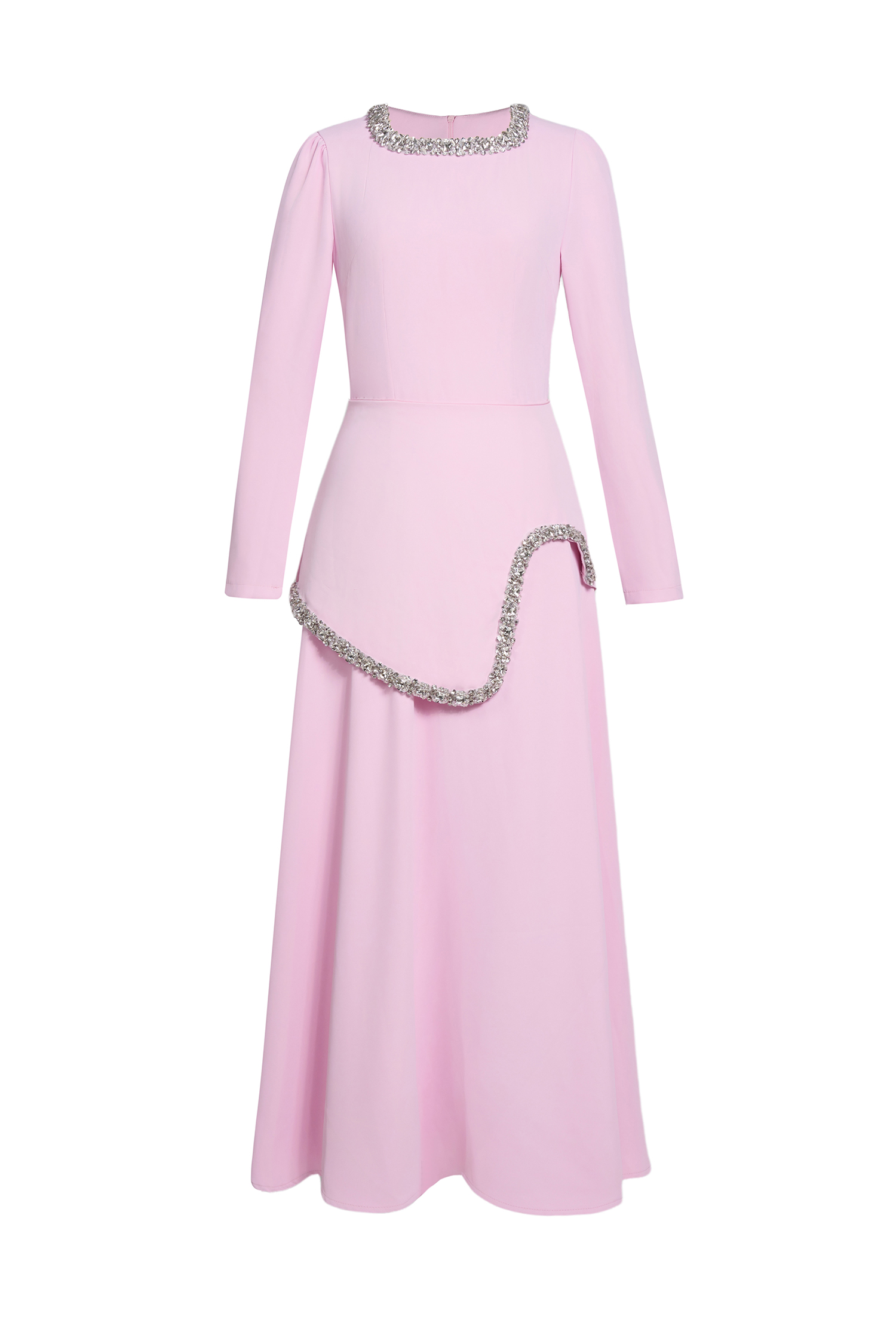 Rhinestone Long Sleeve Midi Dress