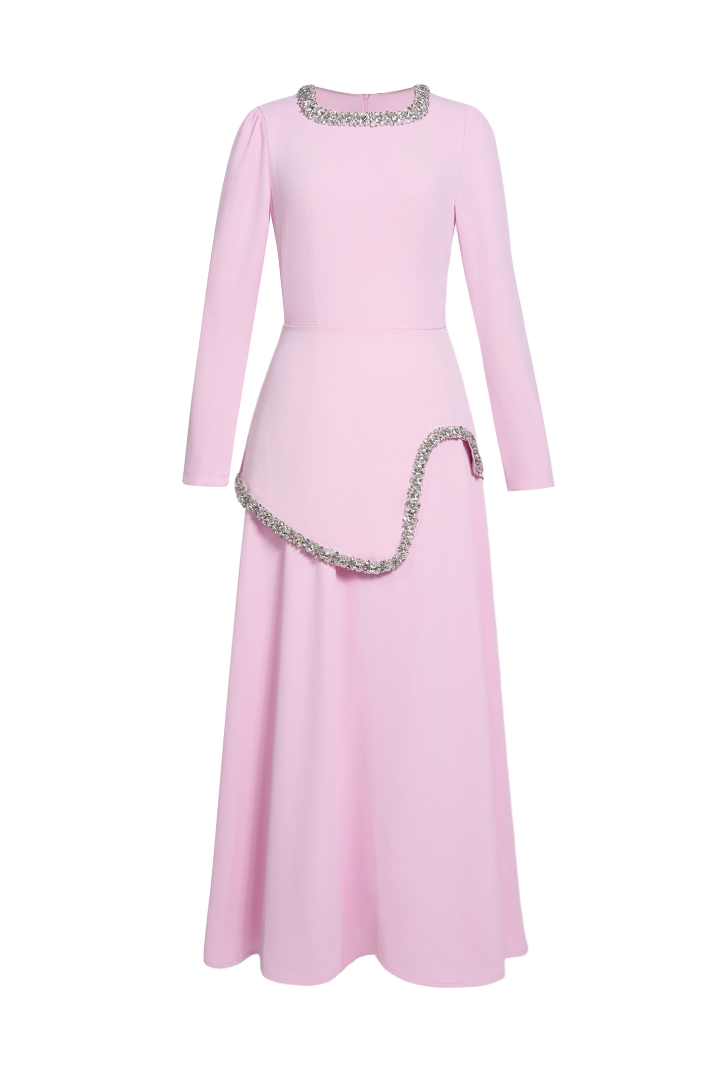 Rhinestone Long Sleeve Midi Dress