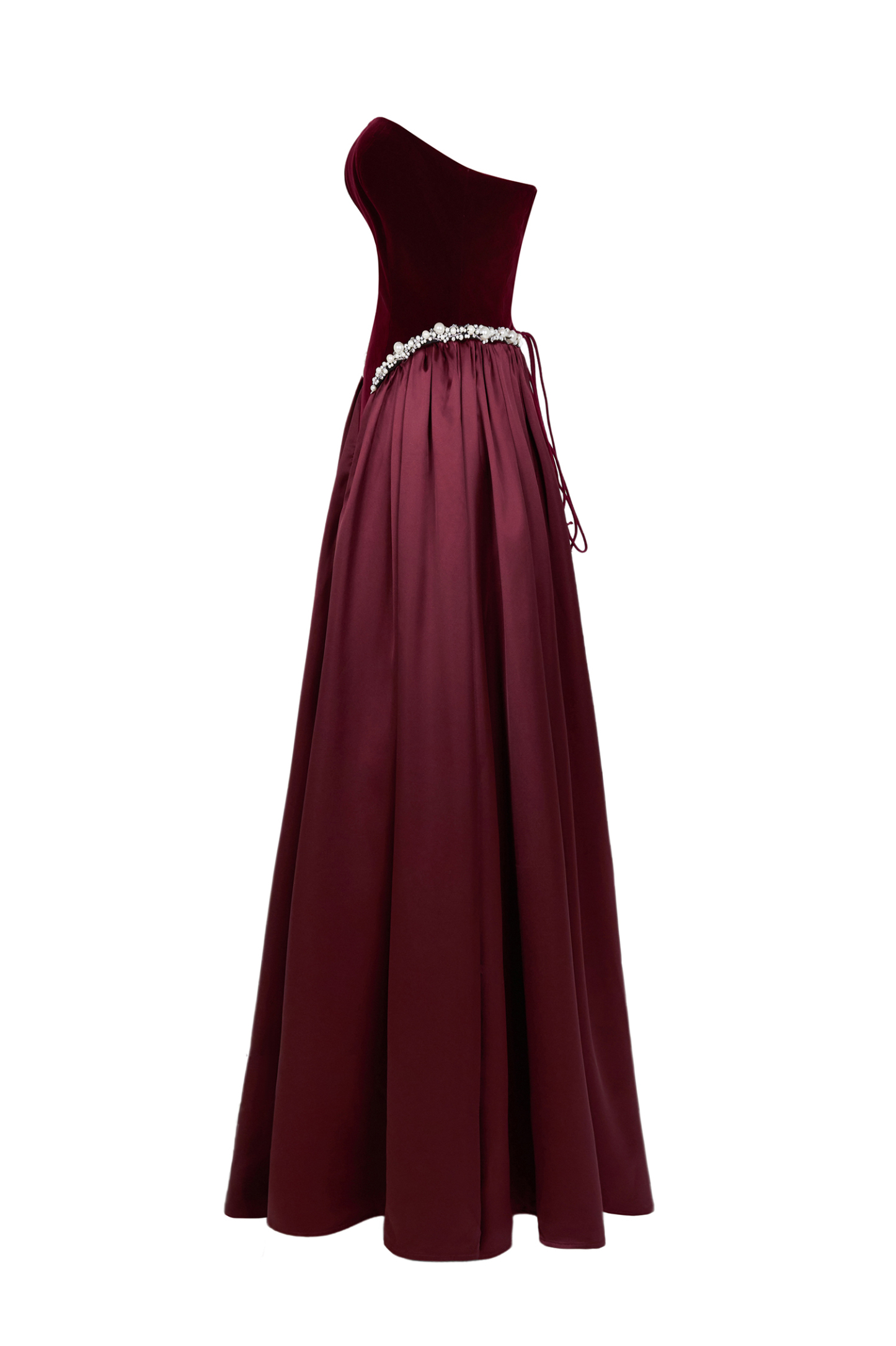 Satin Splicing Velvet Maxi Dress