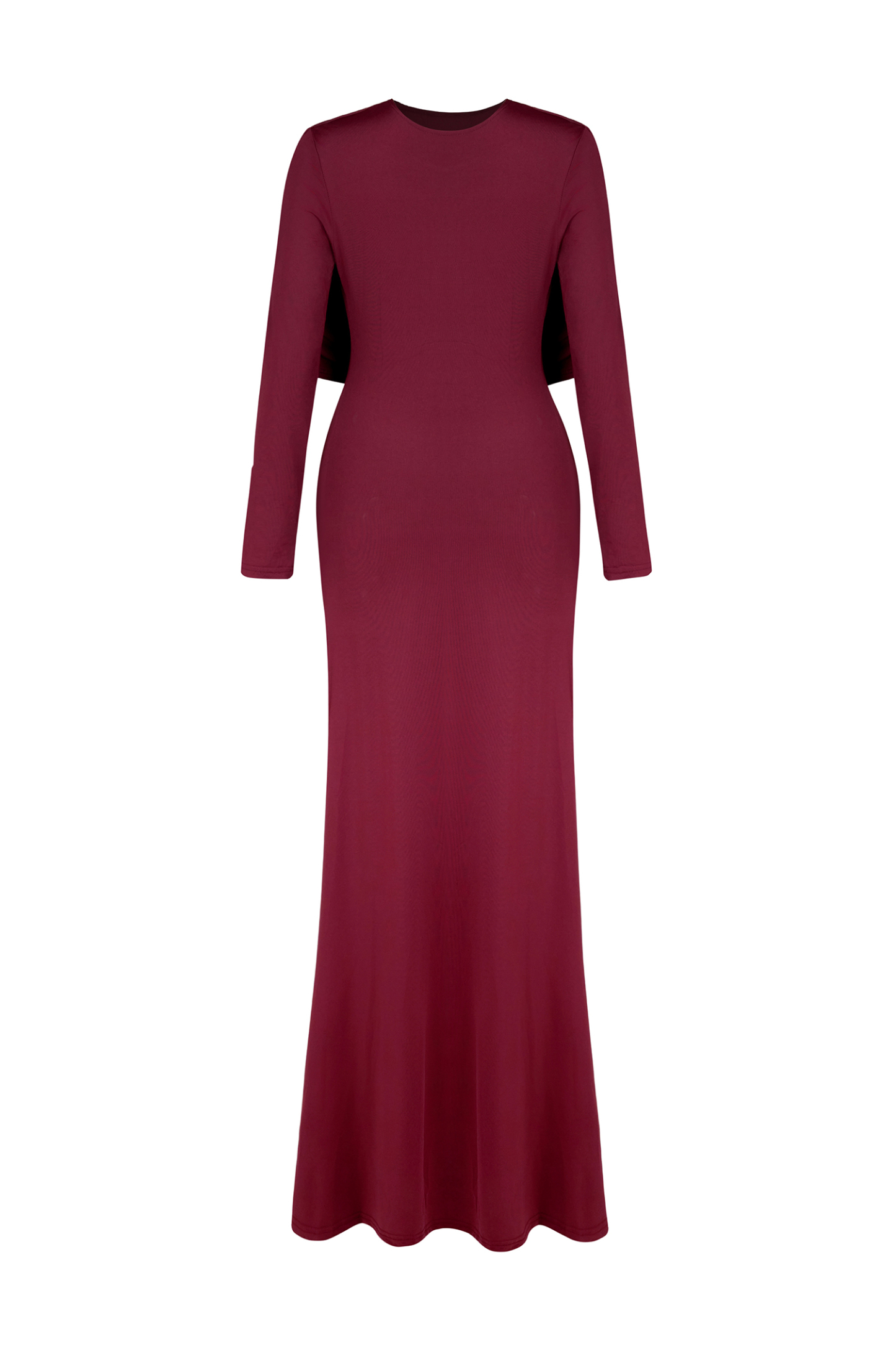 Solid Gathering Long Sleeve Maxi Dress