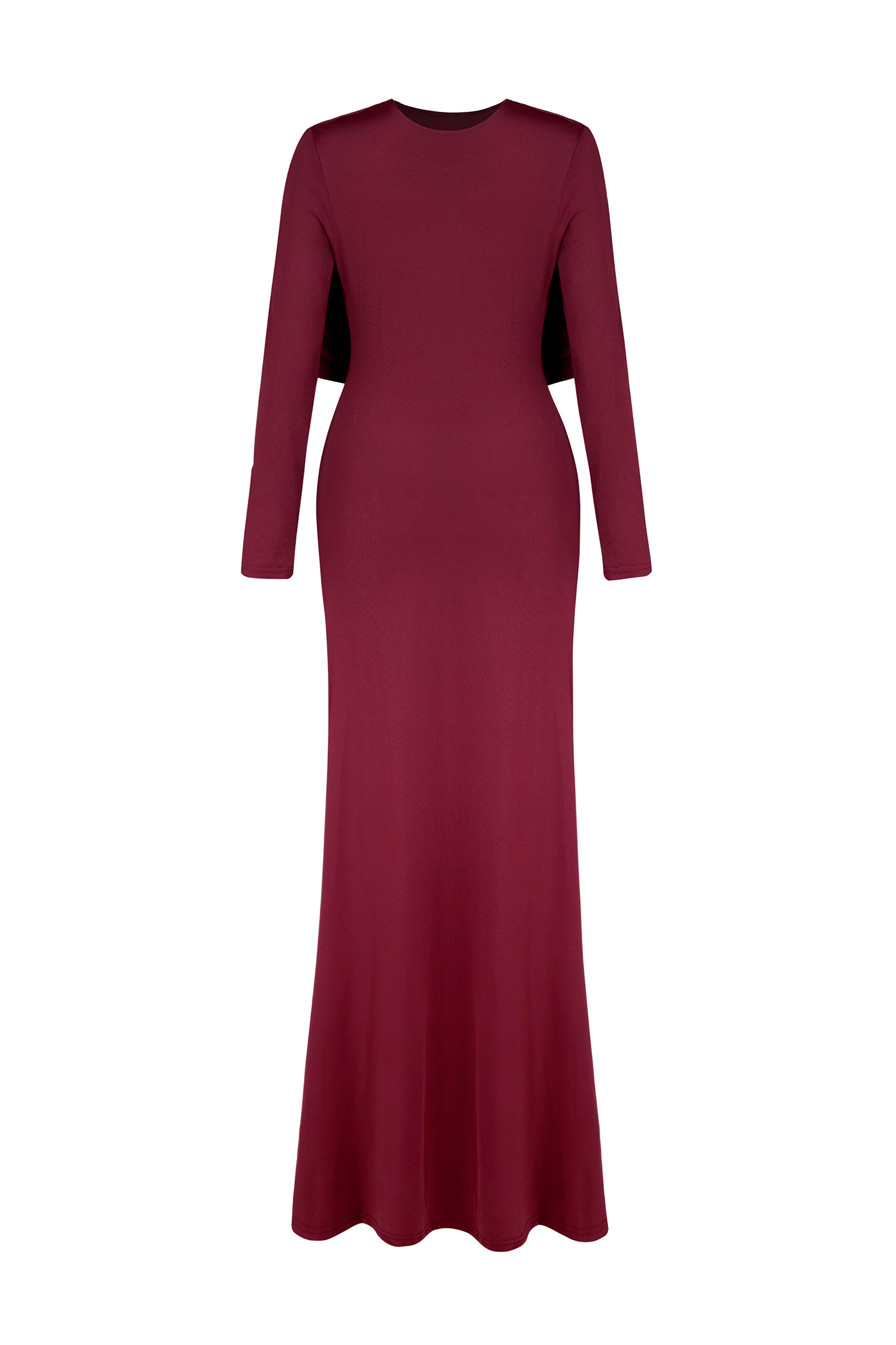 Solid Gathering Long Sleeve Maxi Dress