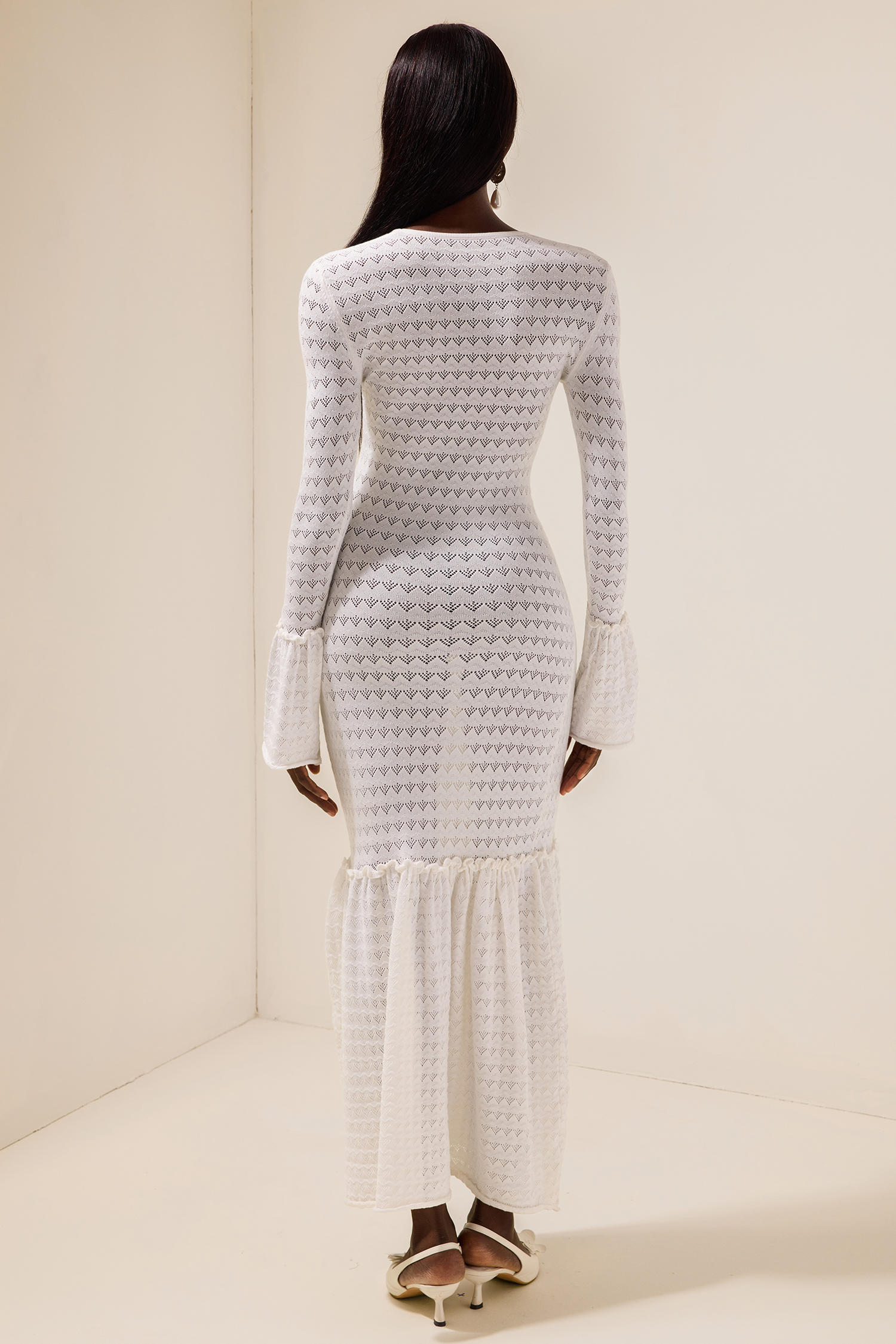 Jersey Ball Sleeve Round Neck Maxi Dress