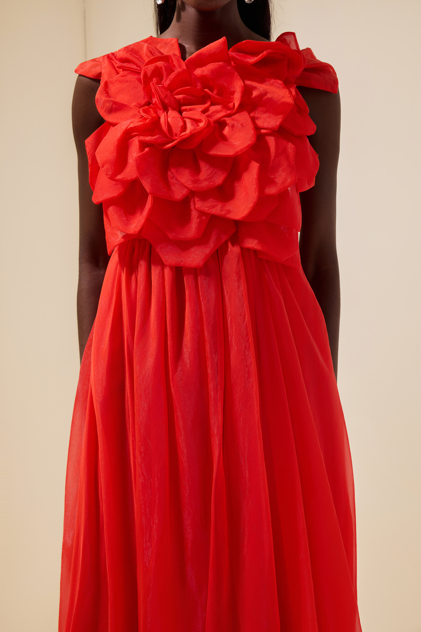 Mesh 3D Flower Maxi Dress