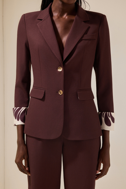 Metal Button Blazer & High Waist Pants Set With Belt