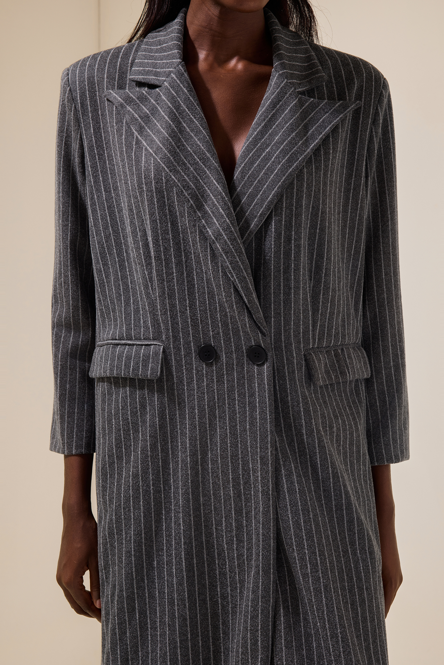 Stripe Long Sleeve Trench OverCoat