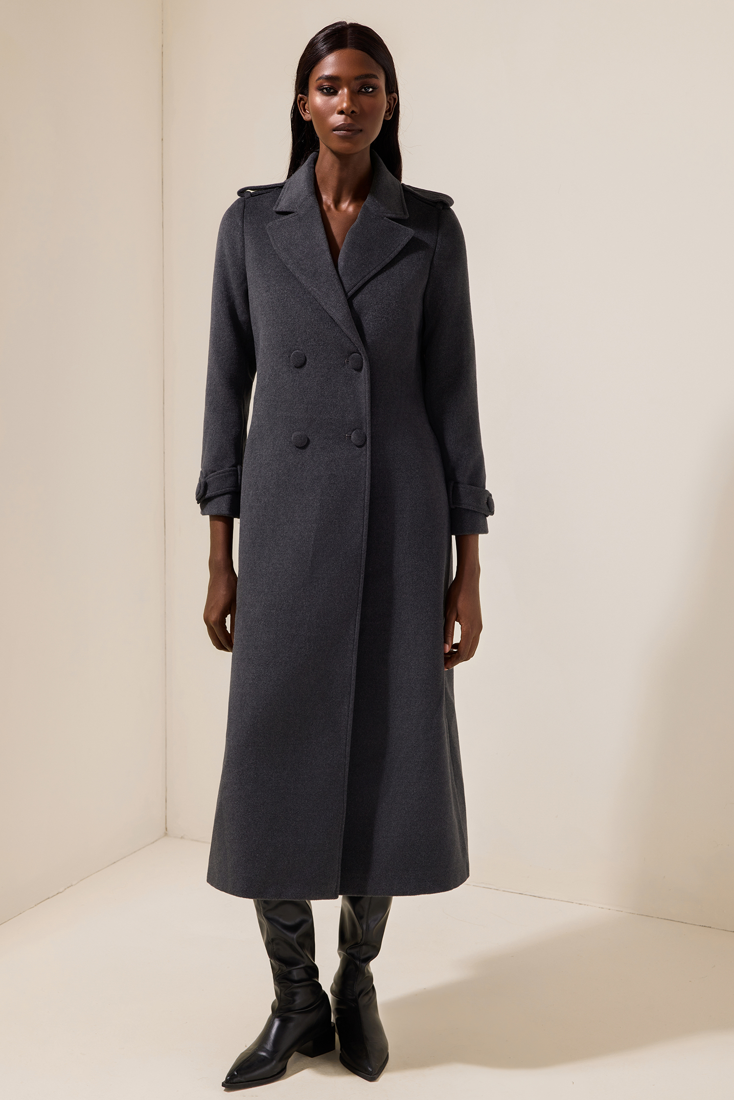Woolen Bottom Flapped Neck Coat