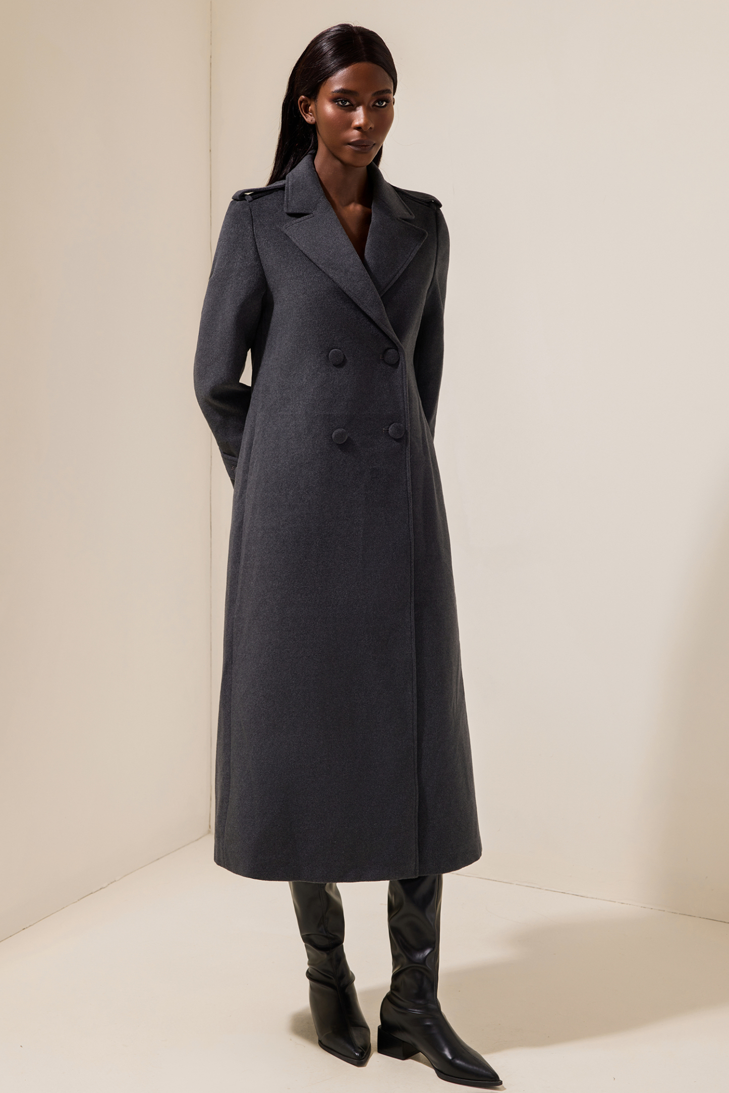 Woolen Bottom Flapped Neck Coat