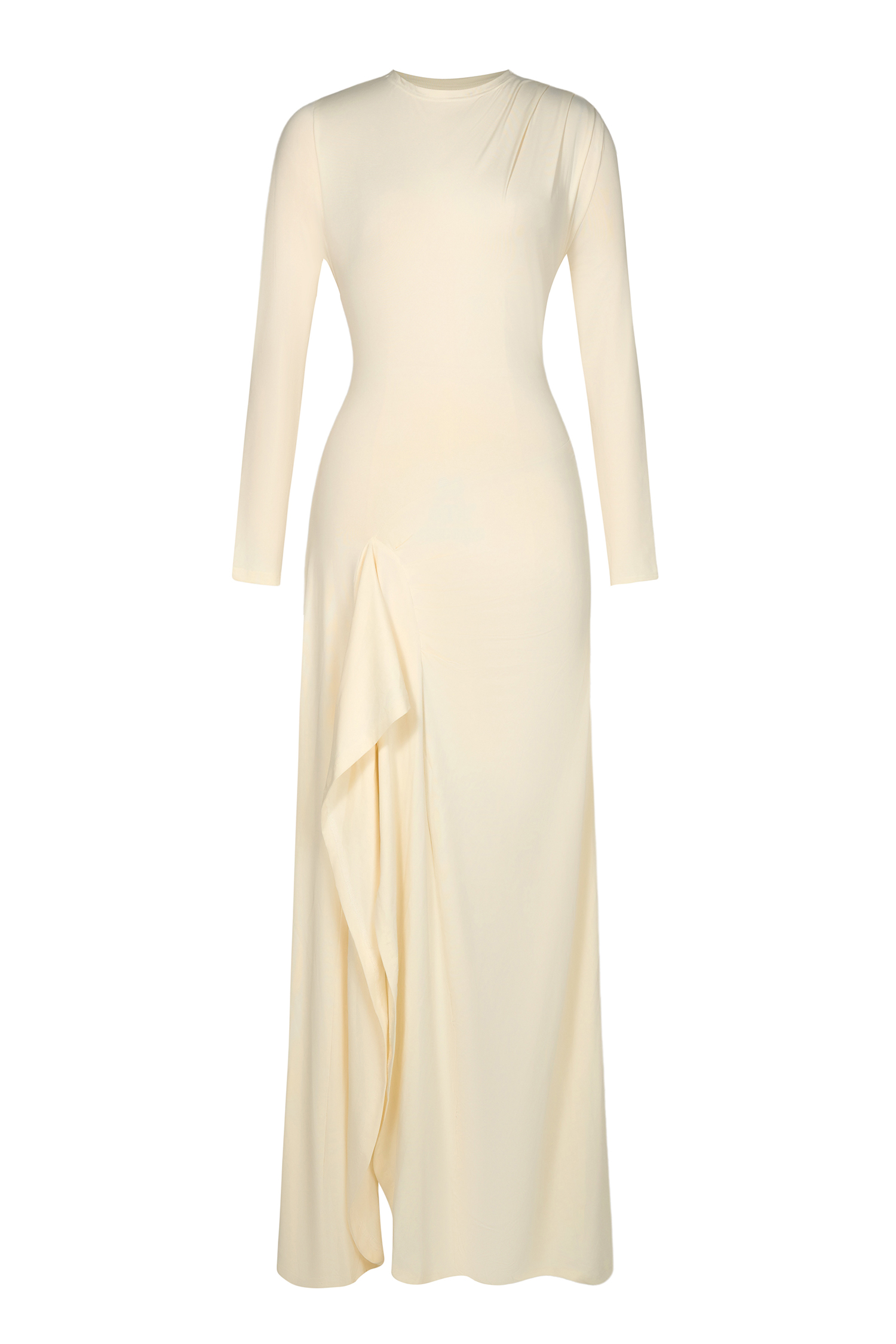 Jersey Gathering Long Sleeve Maxi Dress