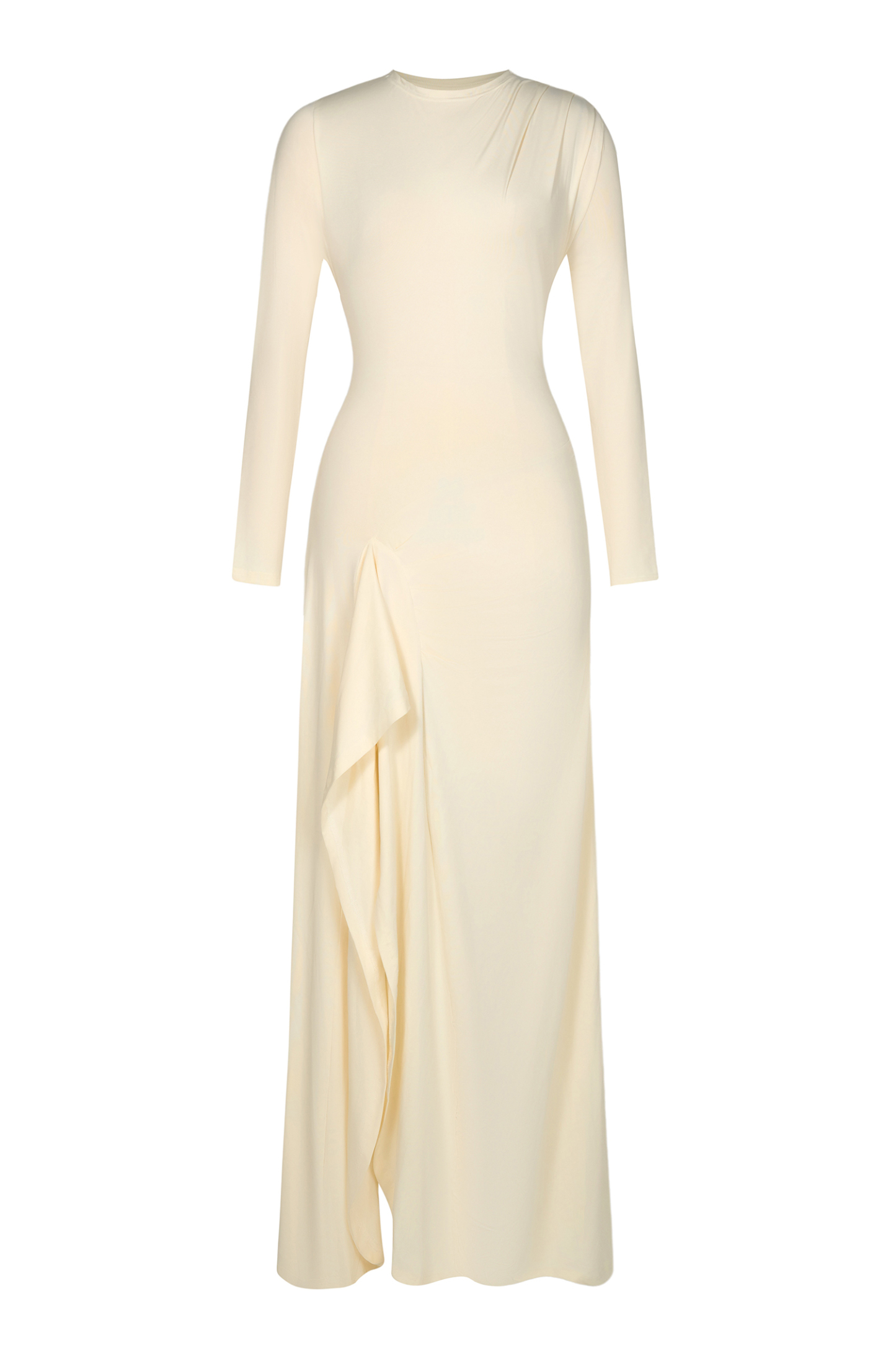 Jersey Gathering Long Sleeve Maxi Dress