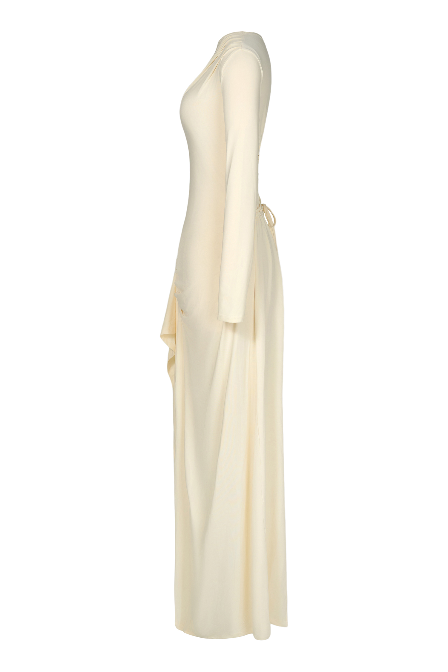 Jersey Gathering Long Sleeve Maxi Dress