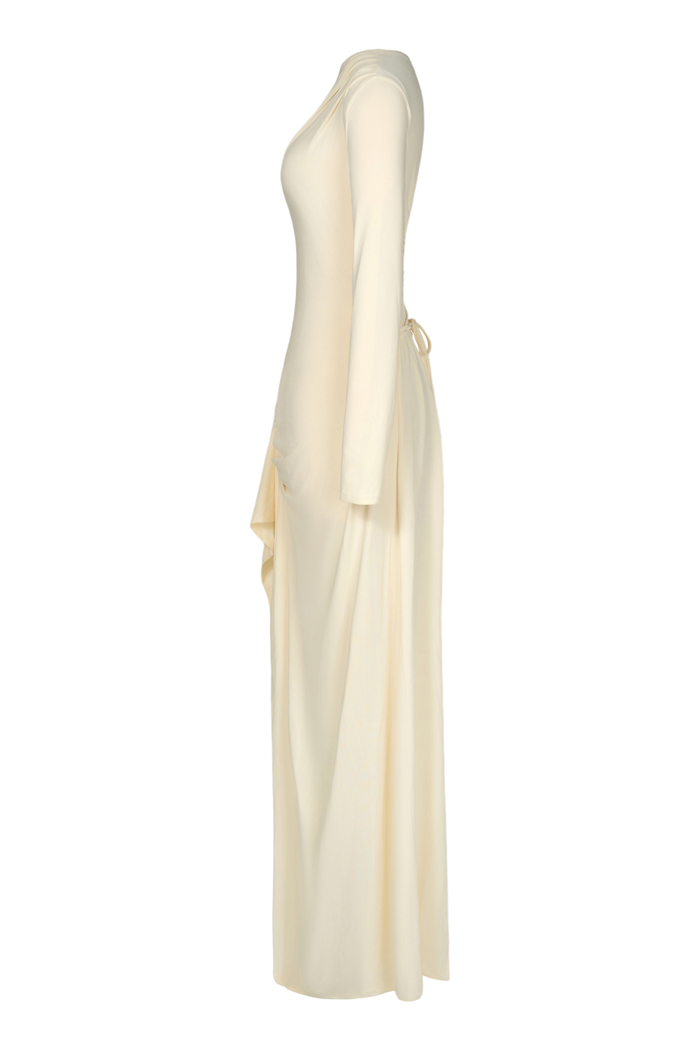 Jersey Gathering Long Sleeve Maxi Dress