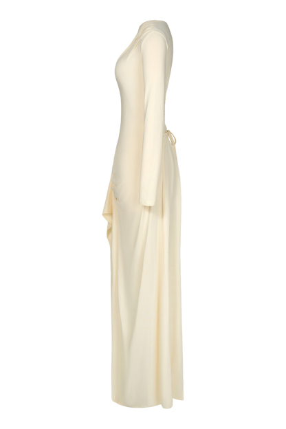 Jersey Gathering Long Sleeve Maxi Dress