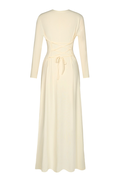 Jersey Gathering Long Sleeve Maxi Dress