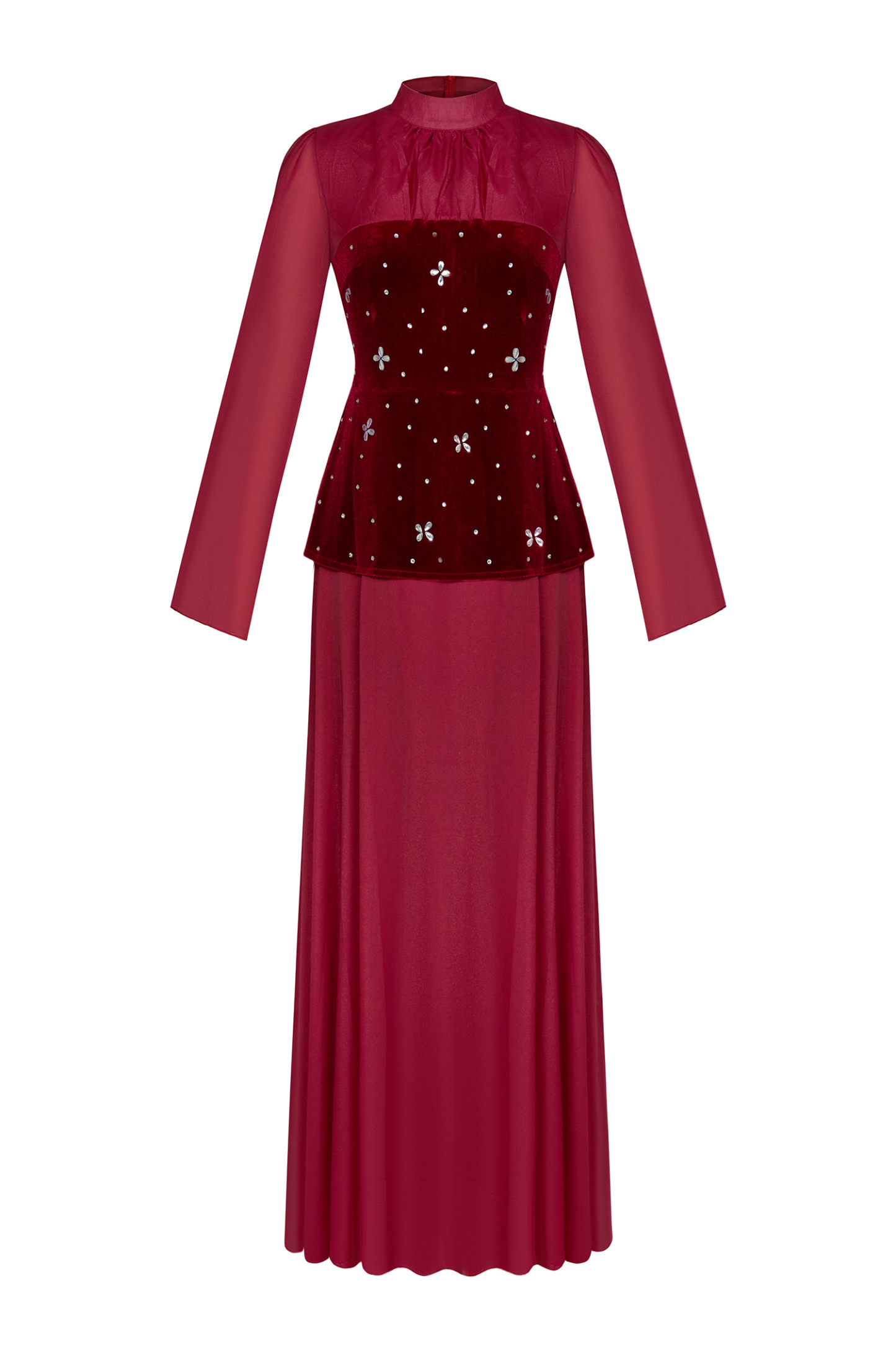 Rhinestone Velvet Splicing Maxi Dress