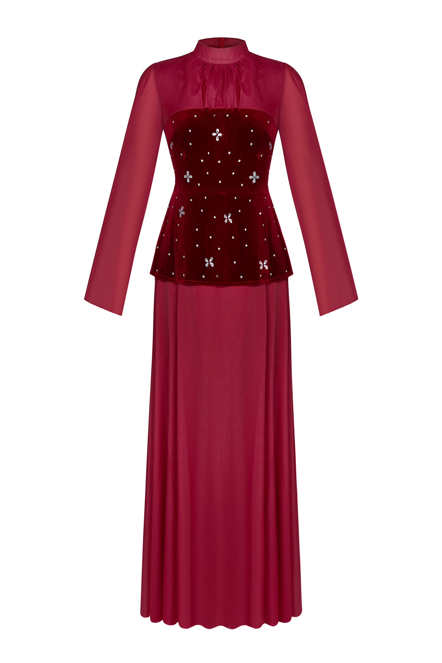 Rhinestone Velvet Splicing Maxi Dress