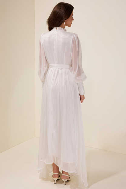 Satin Rivet Midi Dress With Belt