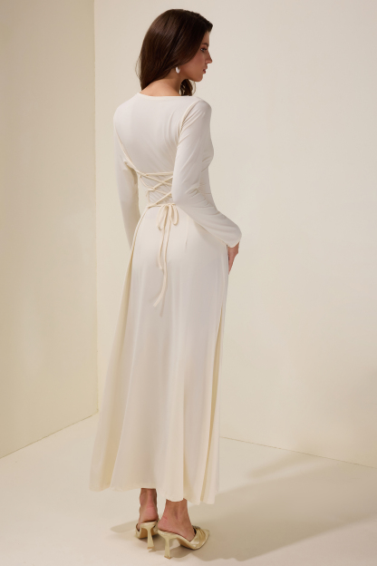 Jersey Gathering Long Sleeve Maxi Dress