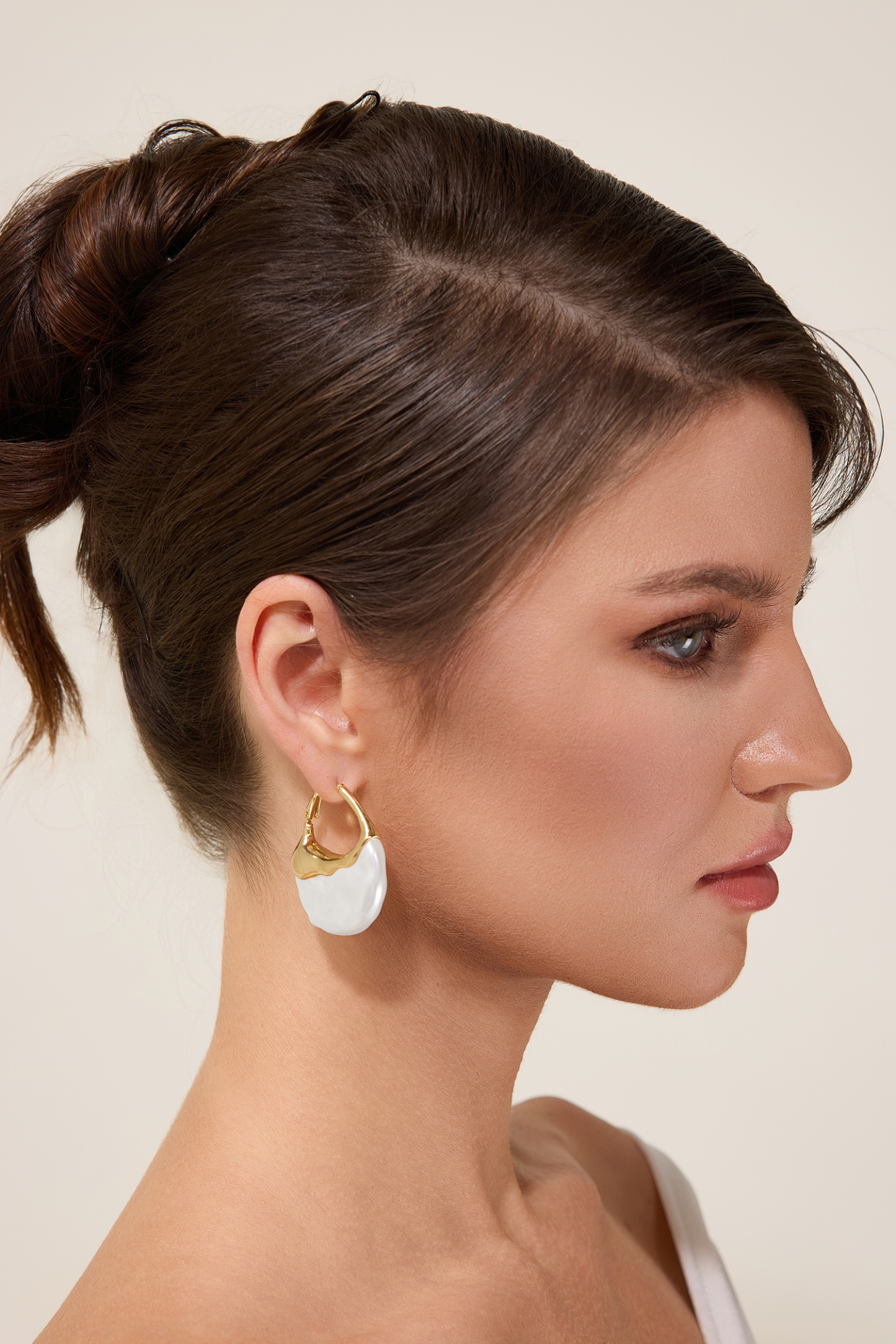 Inlaid Faux Pearl Irregular Shape  Earrings