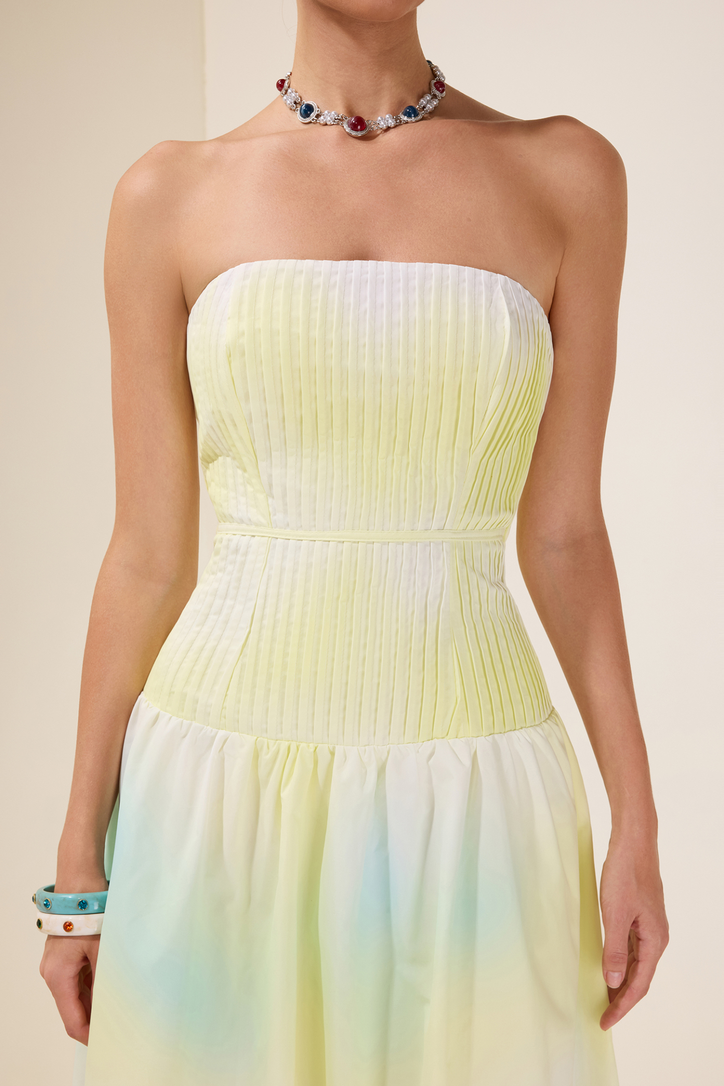 Floral Pleated Off-Shoulder Maxi Dress