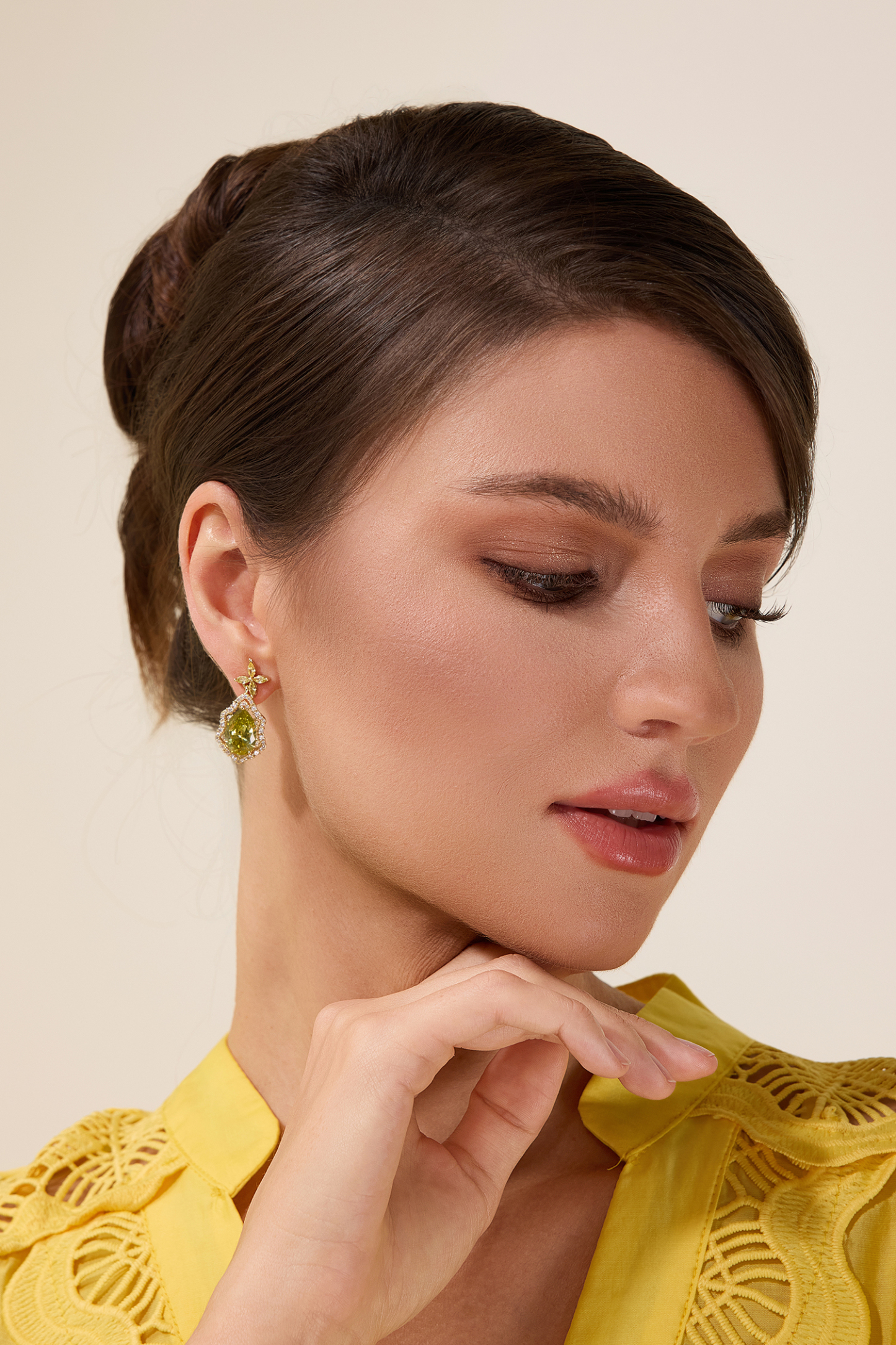 Faux Diamond Floral Irregular Shape Earrings