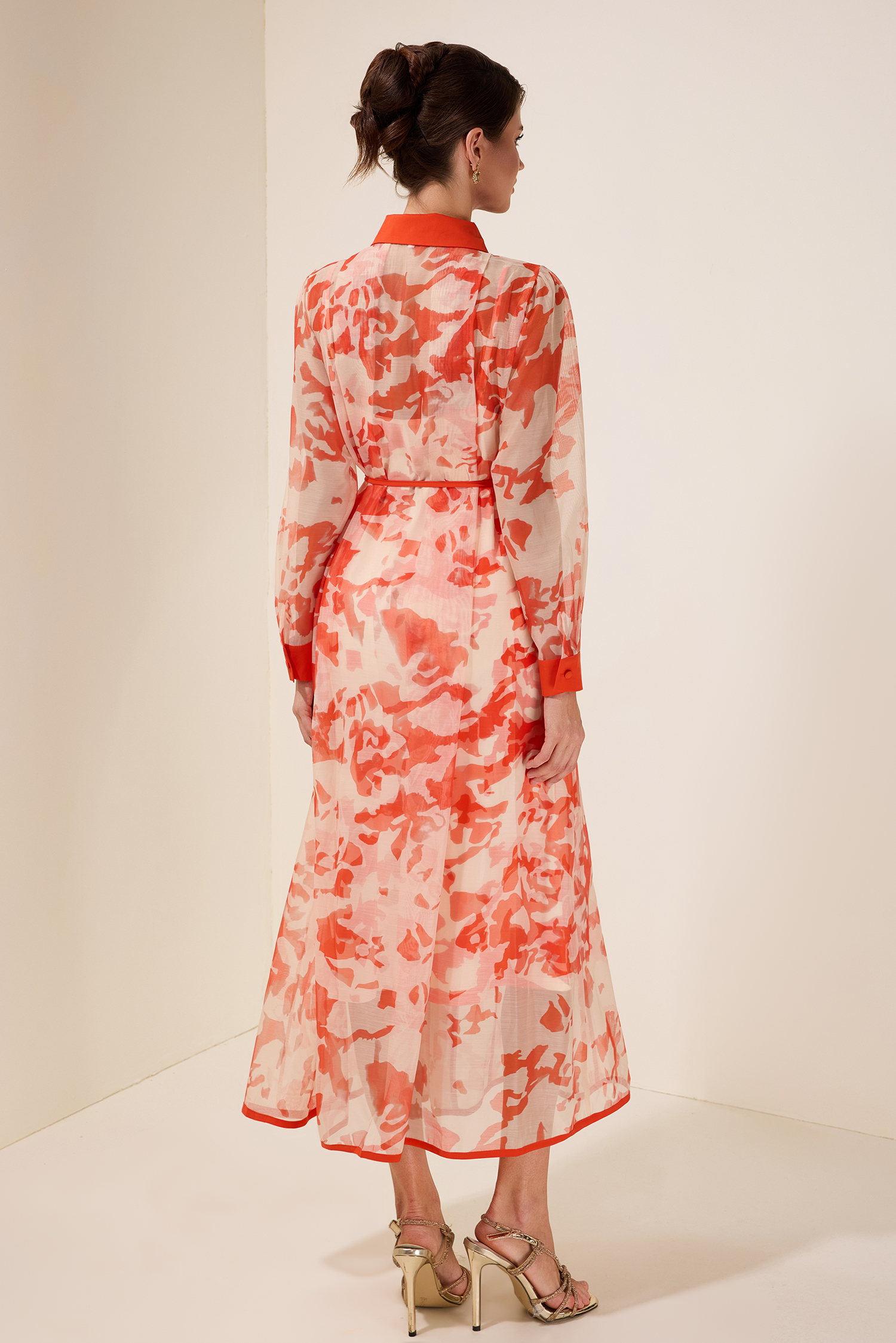 3D Flower Single Breasted Midi Dress